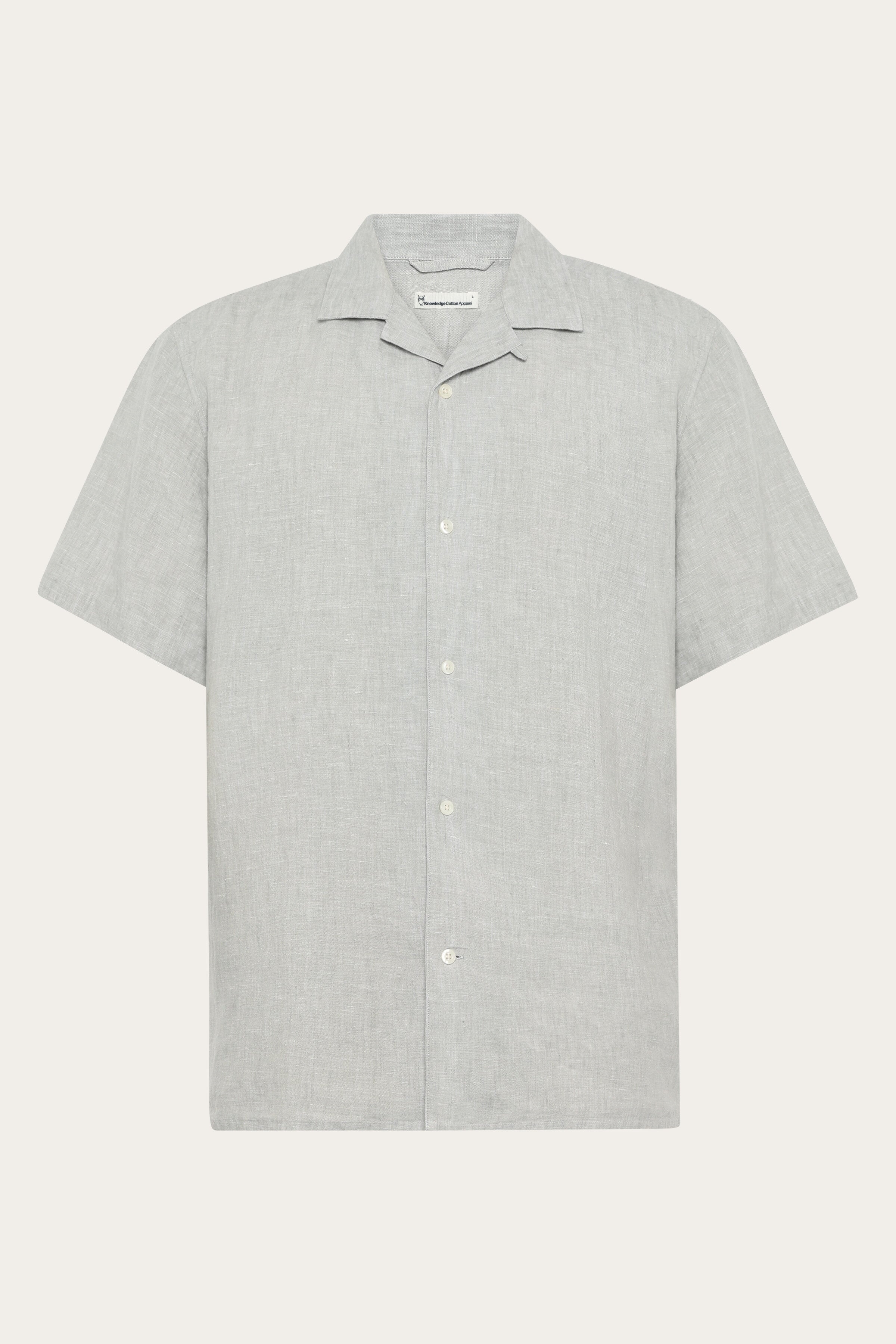 Image of KnowledgeCotton Apparel mannen vegan Shirt Met Korte Mouwen, Box Fit, Ultiem Grijs