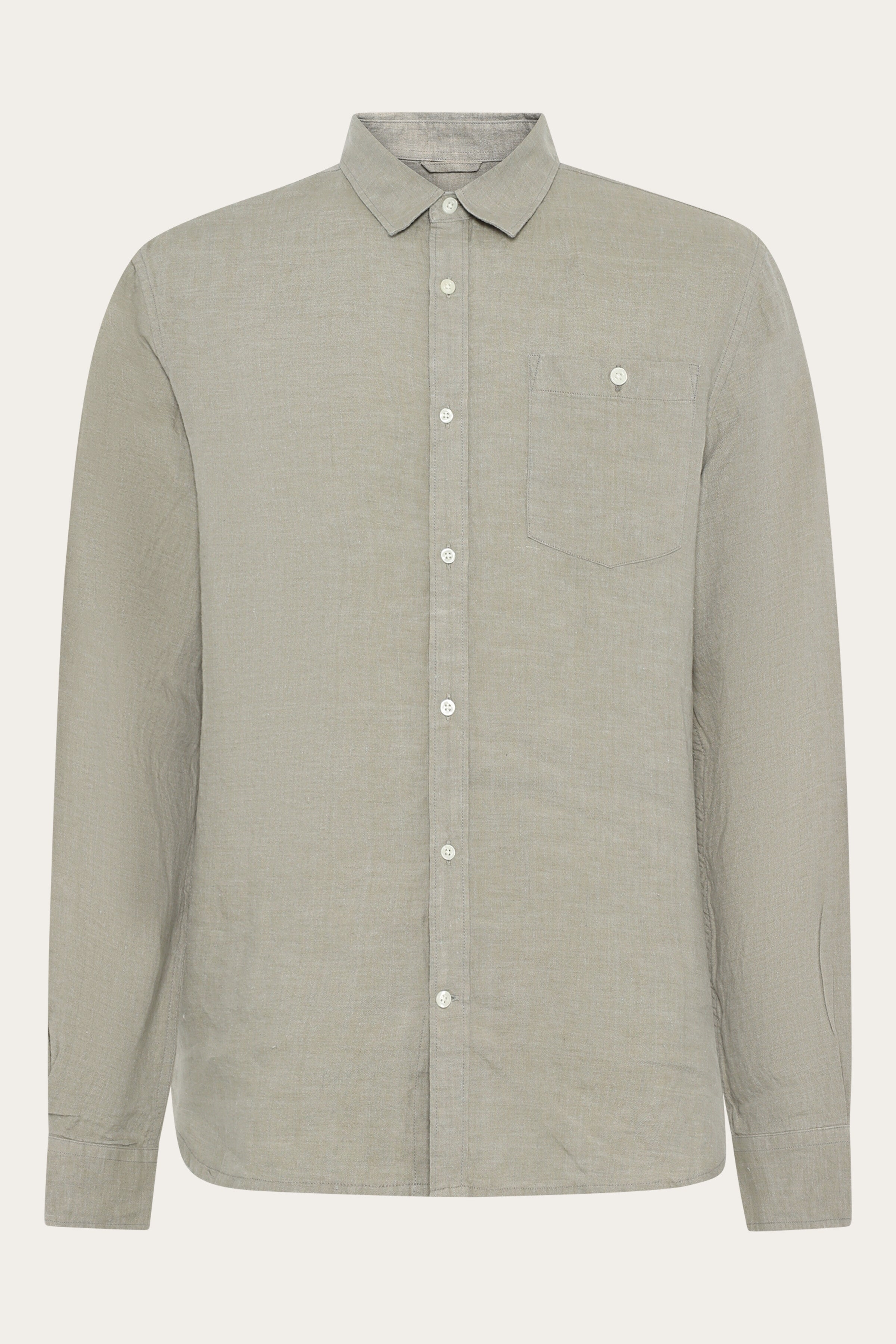 Image of KnowledgeCotton Apparel mannen vegan Op Maat Gemaakt Overhemd Van Keperstof, Geverfd In Beige.