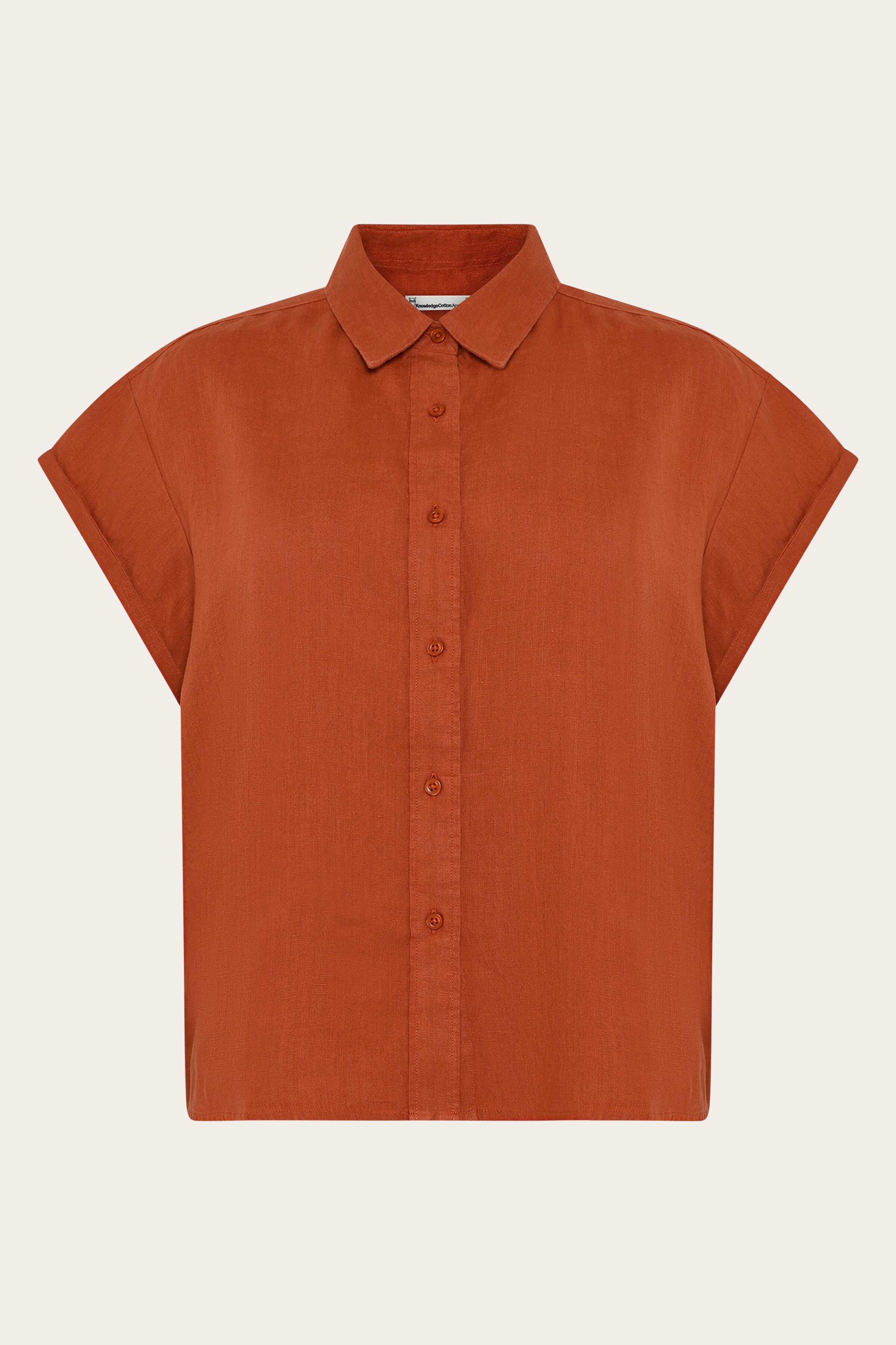 Image of KnowledgeCotton Apparel dames vegan Shirt Aster Opvouwbaar Verbrande Baksteen