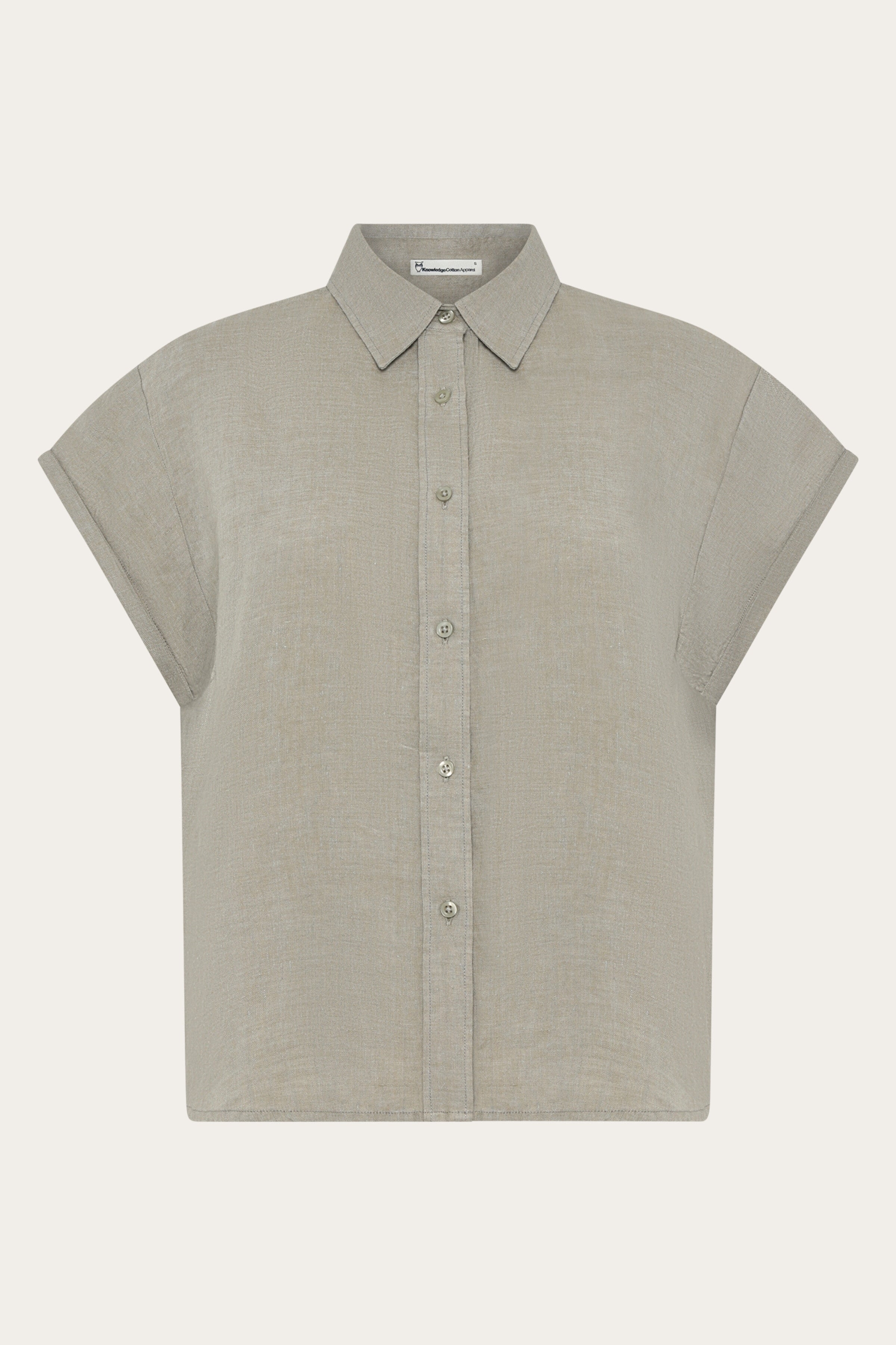 Image of KnowledgeCotton Apparel dames vegan Overhemd Aster Opvouwbaar Keperstof Beige