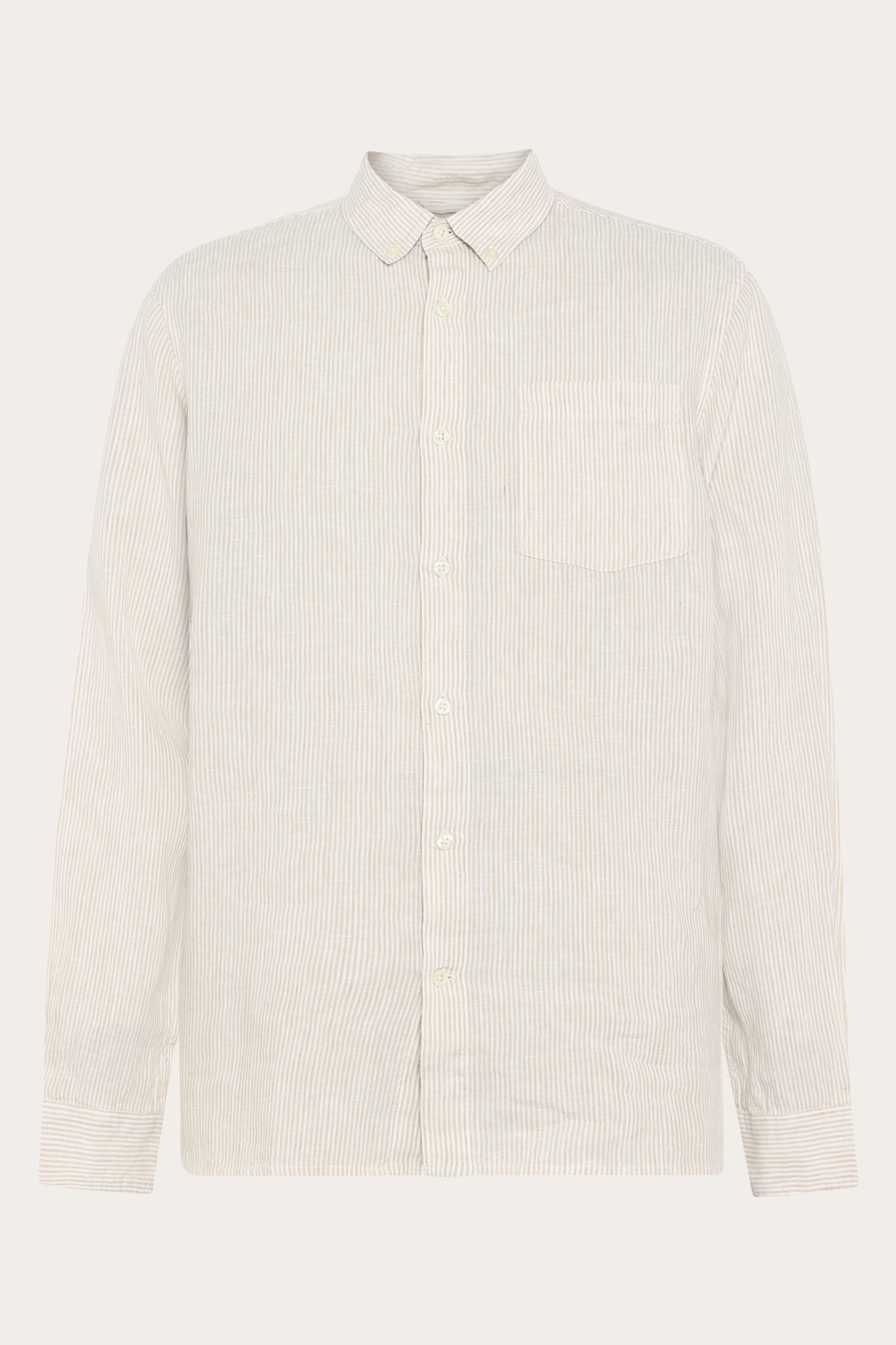 Image of KnowledgeCotton Apparel mannen vegan Shirt Met Strepen, Lichtgrijs