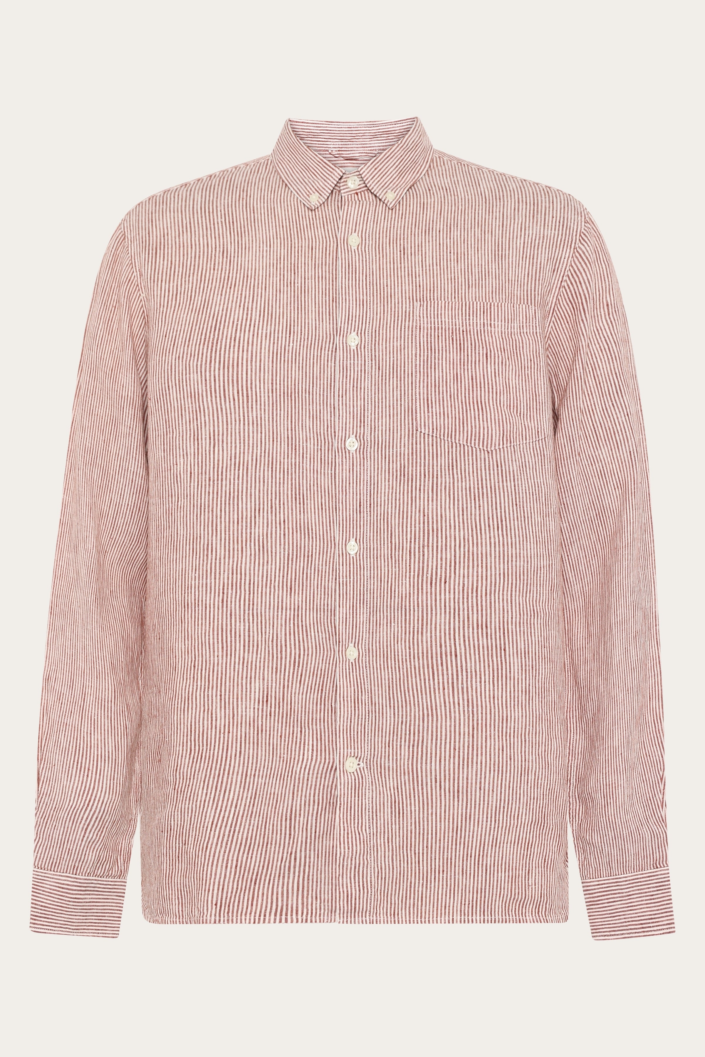 113304 - Herren vegan Shirt Stripe Burnt Brick