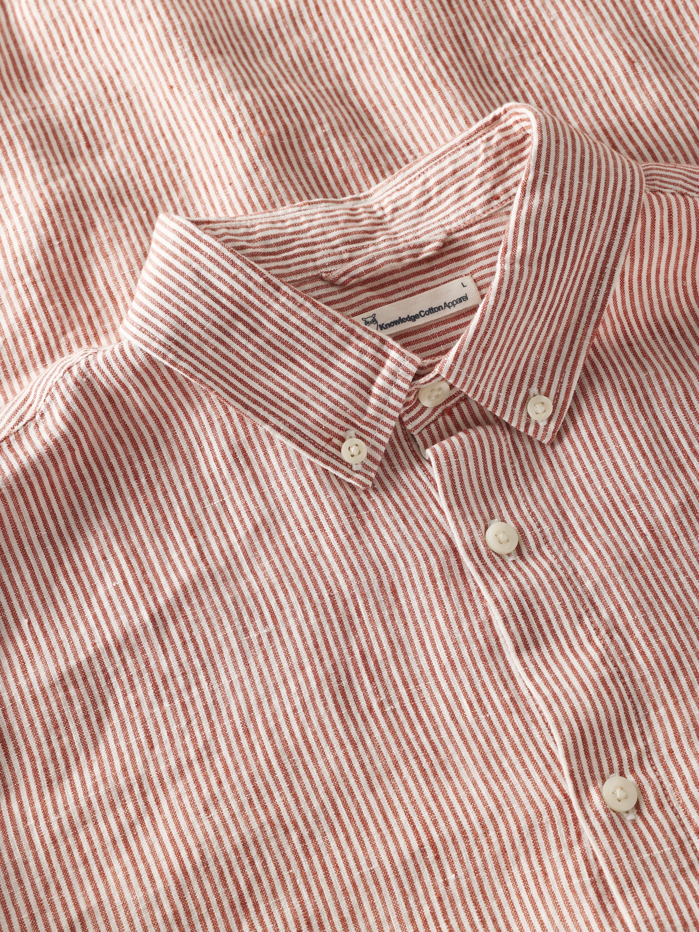 113304 - Herren vegan Shirt Stripe Burnt Brick 113304 - Herren vegan Shirt Stripe Burnt Brick