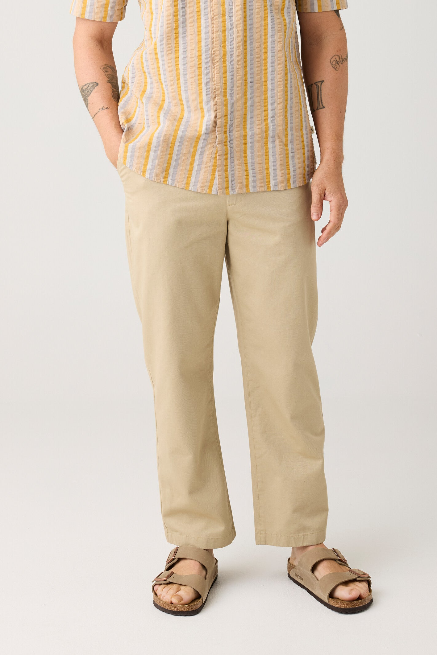KnowledgeCotton Apparel Herren vegan Chino-Hose Flint Wide Twill Beige