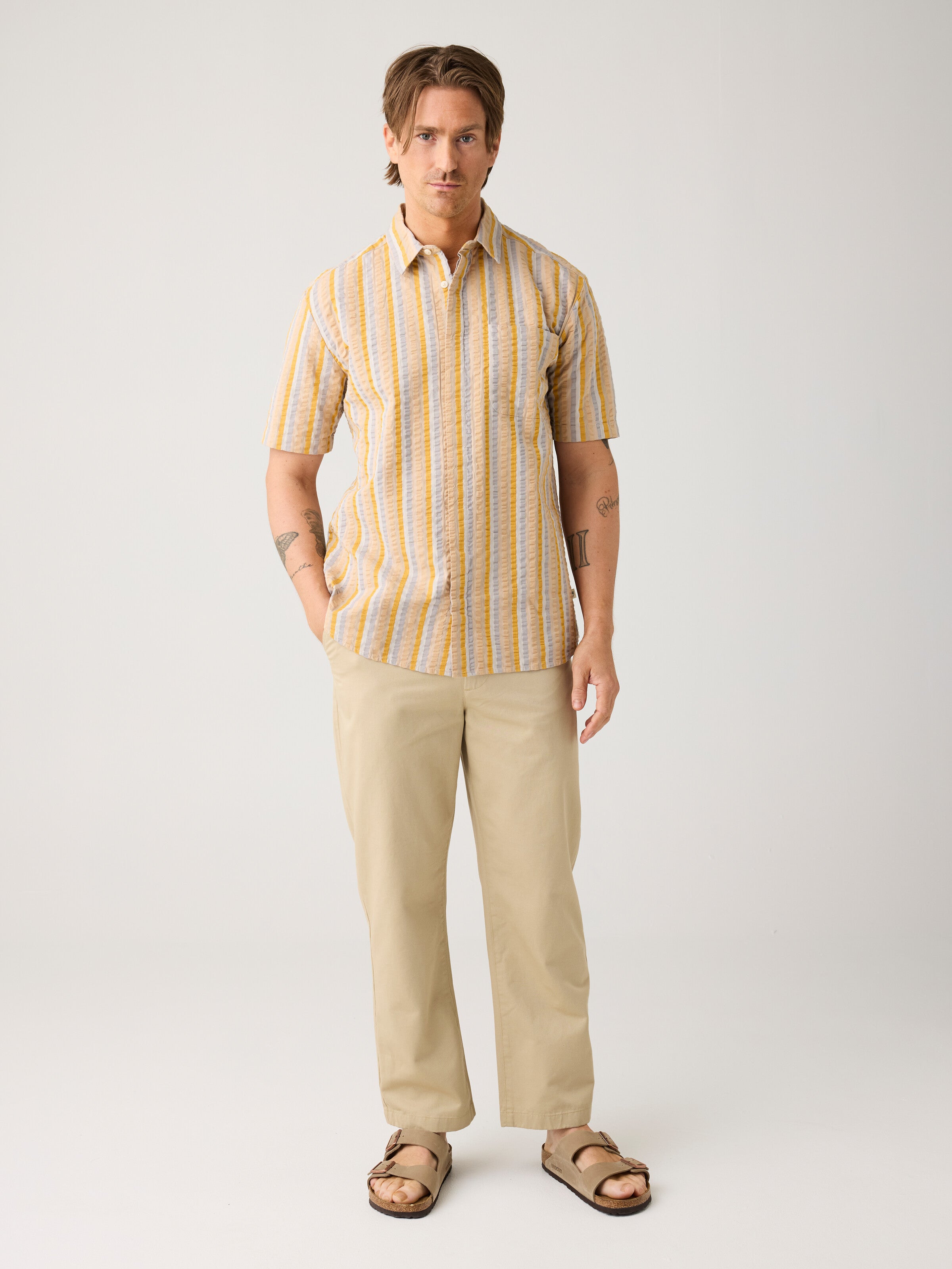 KnowledgeCotton Apparel men vegan Chino Pants Flint Wide Twill Beige