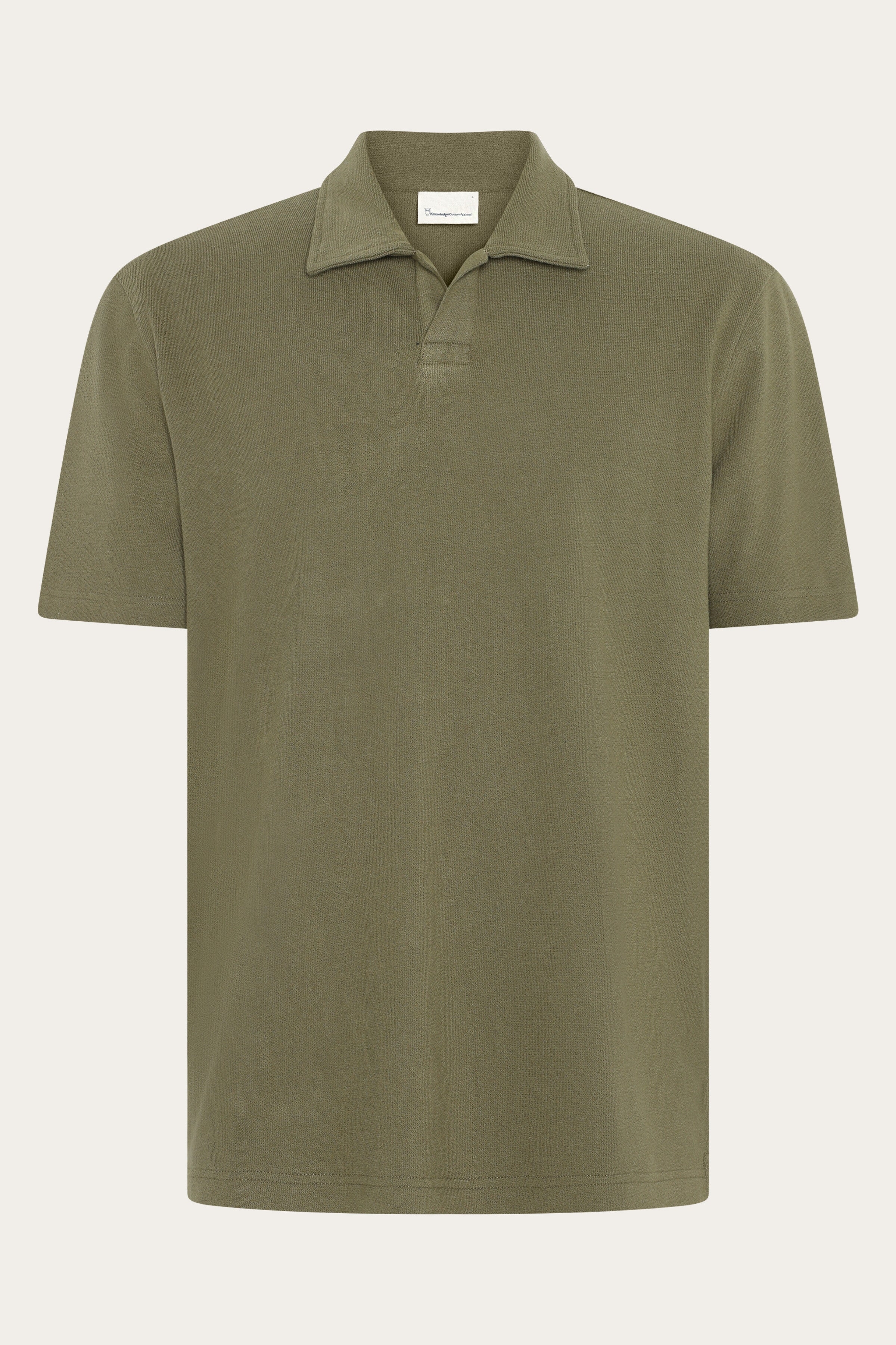 Image of KnowledgeCotton Apparel mannen vegan Poloshirt Van Badstof In Gebrande Olijfgroene Kleur