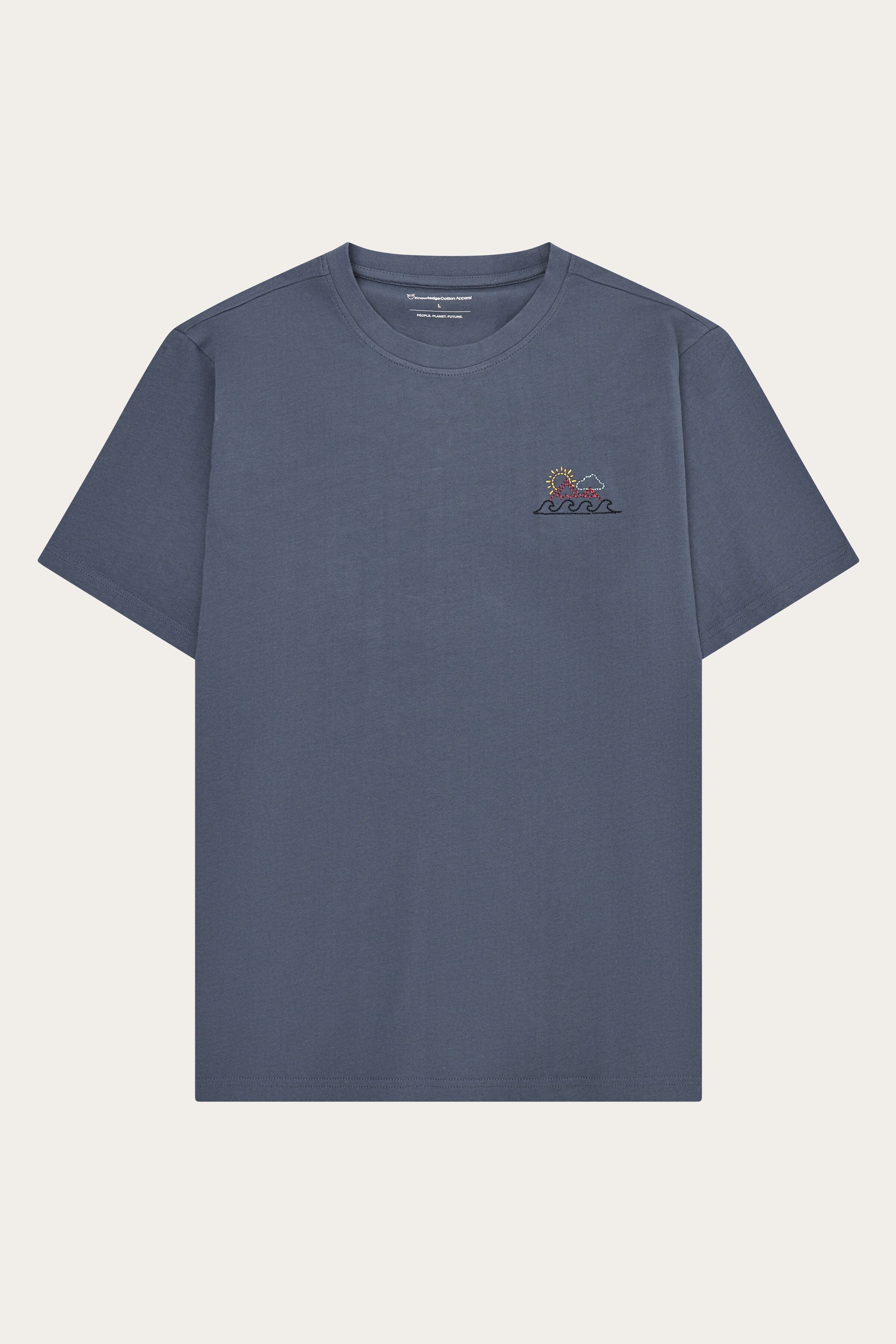 113328 - Herren vegan T-Shirt Chest Print Vintage Indigo