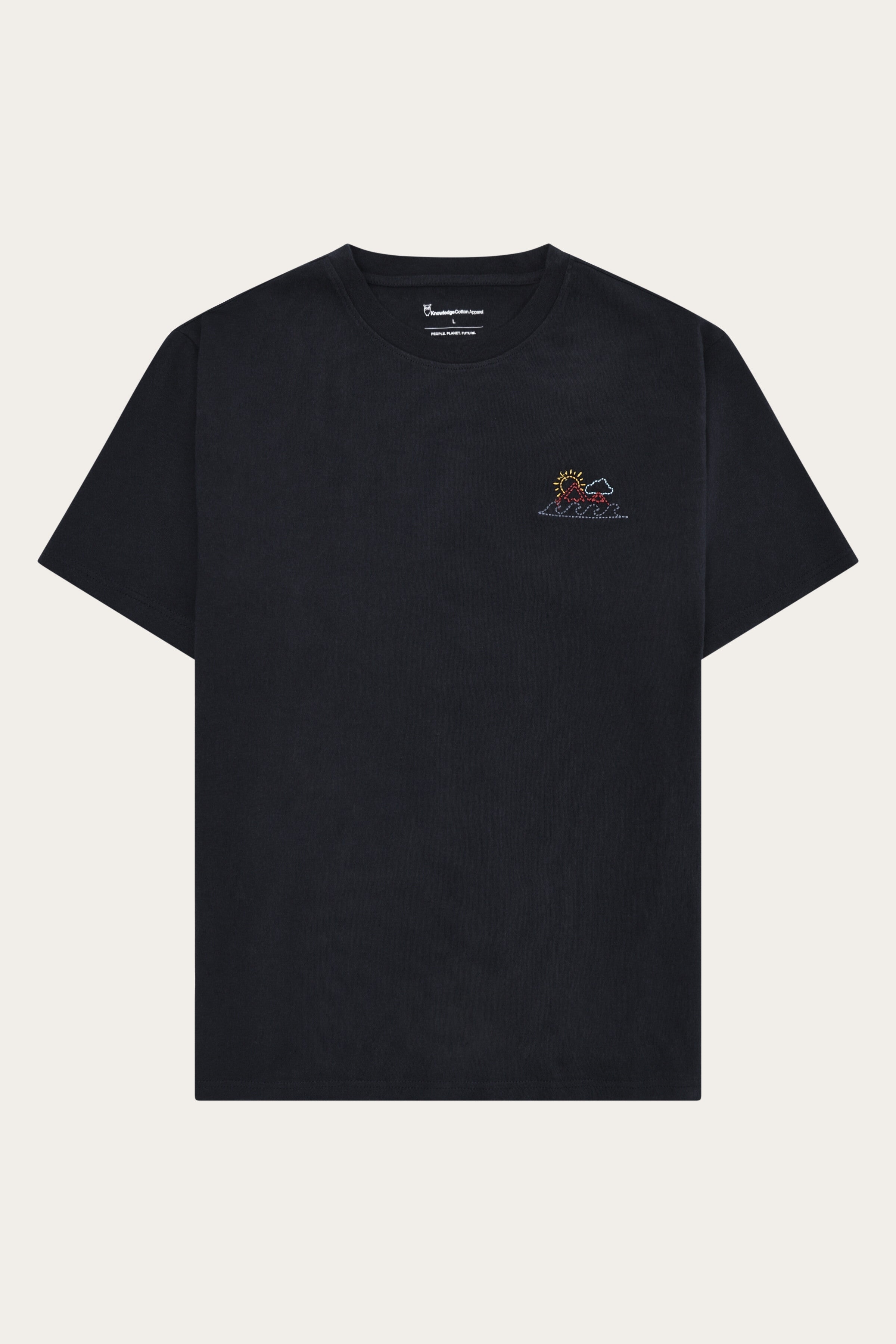 Image of KnowledgeCotton Apparel mannen vegan T-Shirt Met Print Op De Borst: Nachthemel, Marineblauw