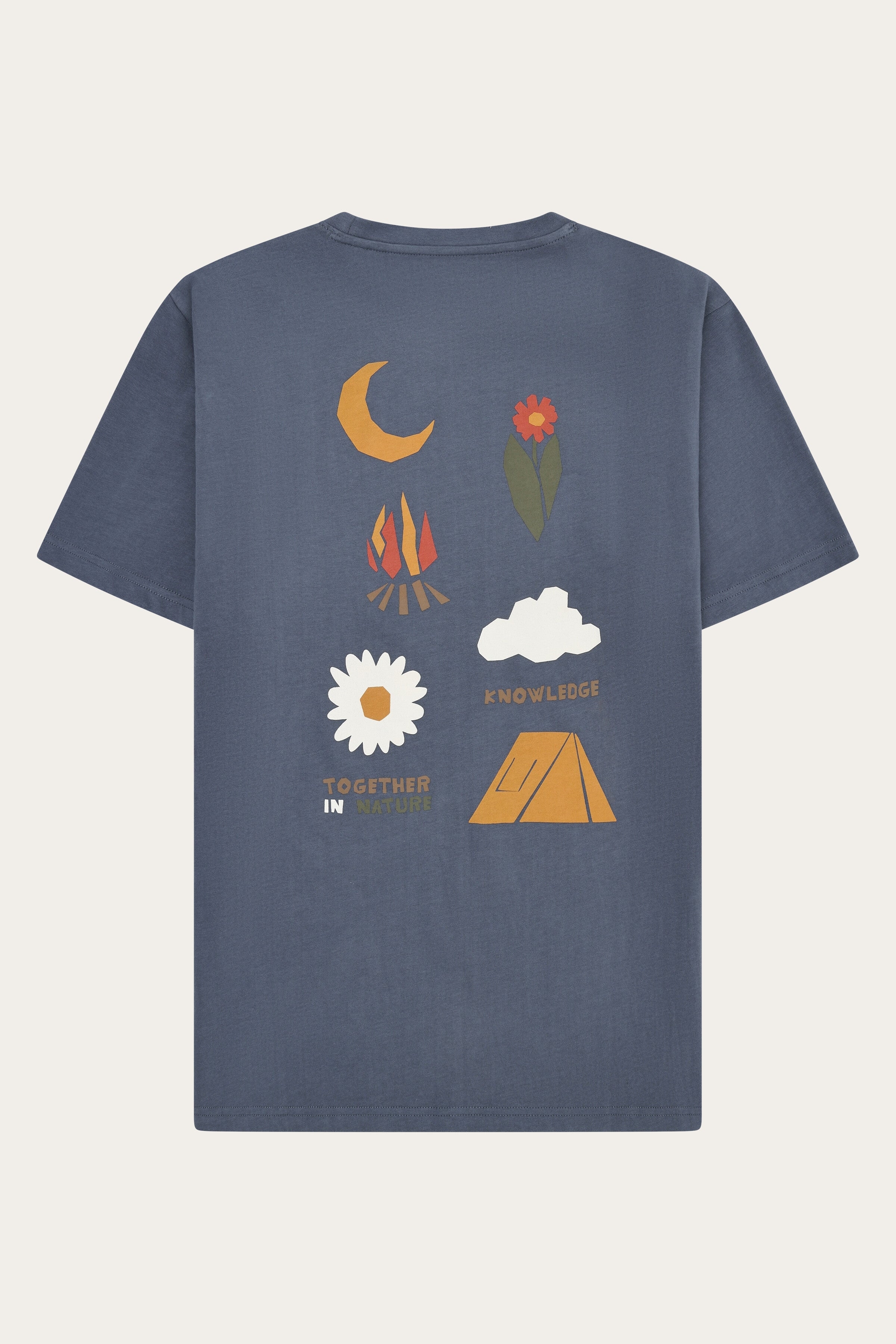 Image of KnowledgeCotton Apparel mannen vegan T-Shirt Voor Heren Met Print Op De Achterkant Vintage Indigo