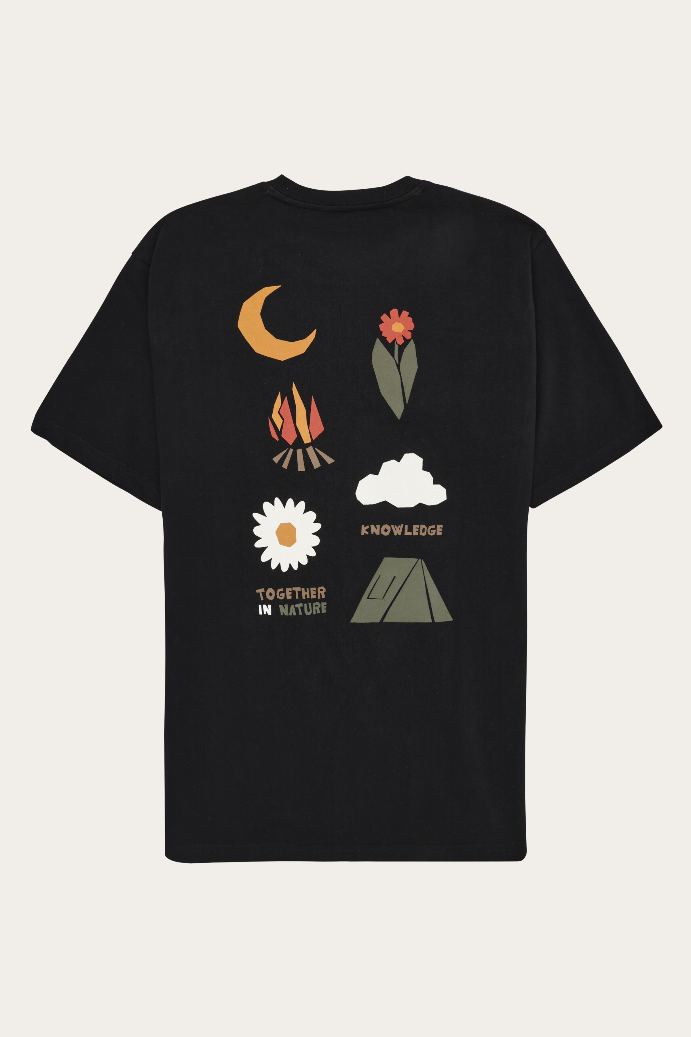 Image of KnowledgeCotton Apparel mannen vegan T-Shirt Voor Heren Met Print Op De Achterkant, Zwart Gitzwart.