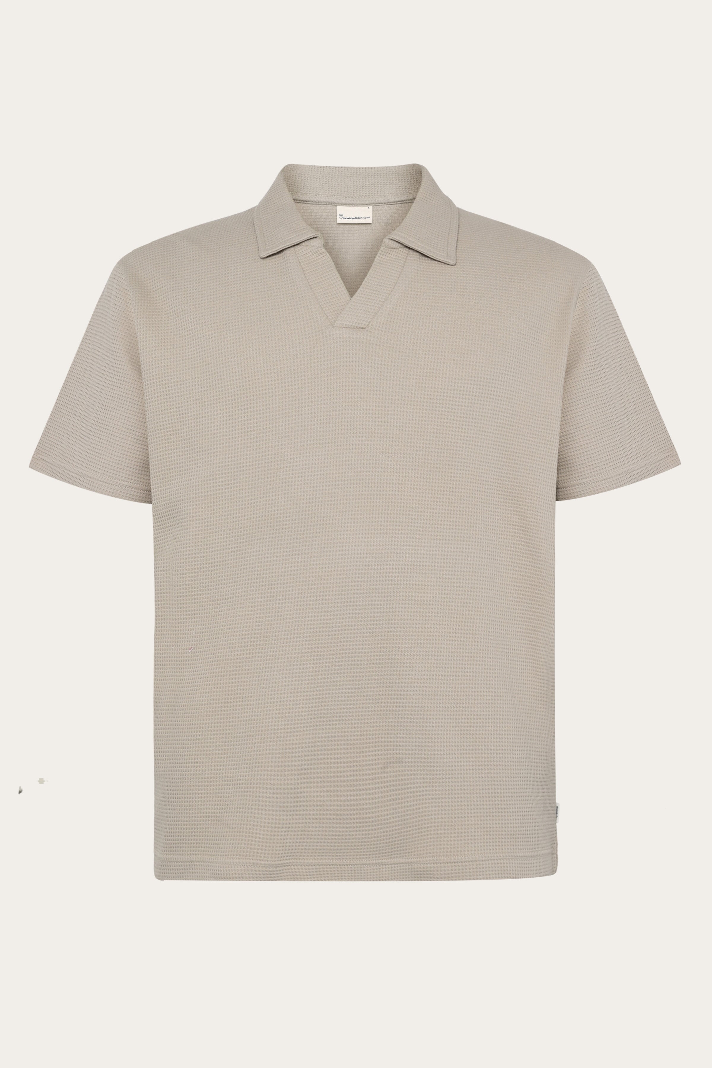 Image of KnowledgeCotton Apparel mannen vegan Poloshirt Met Wafelstructuur, Lichtgrijs