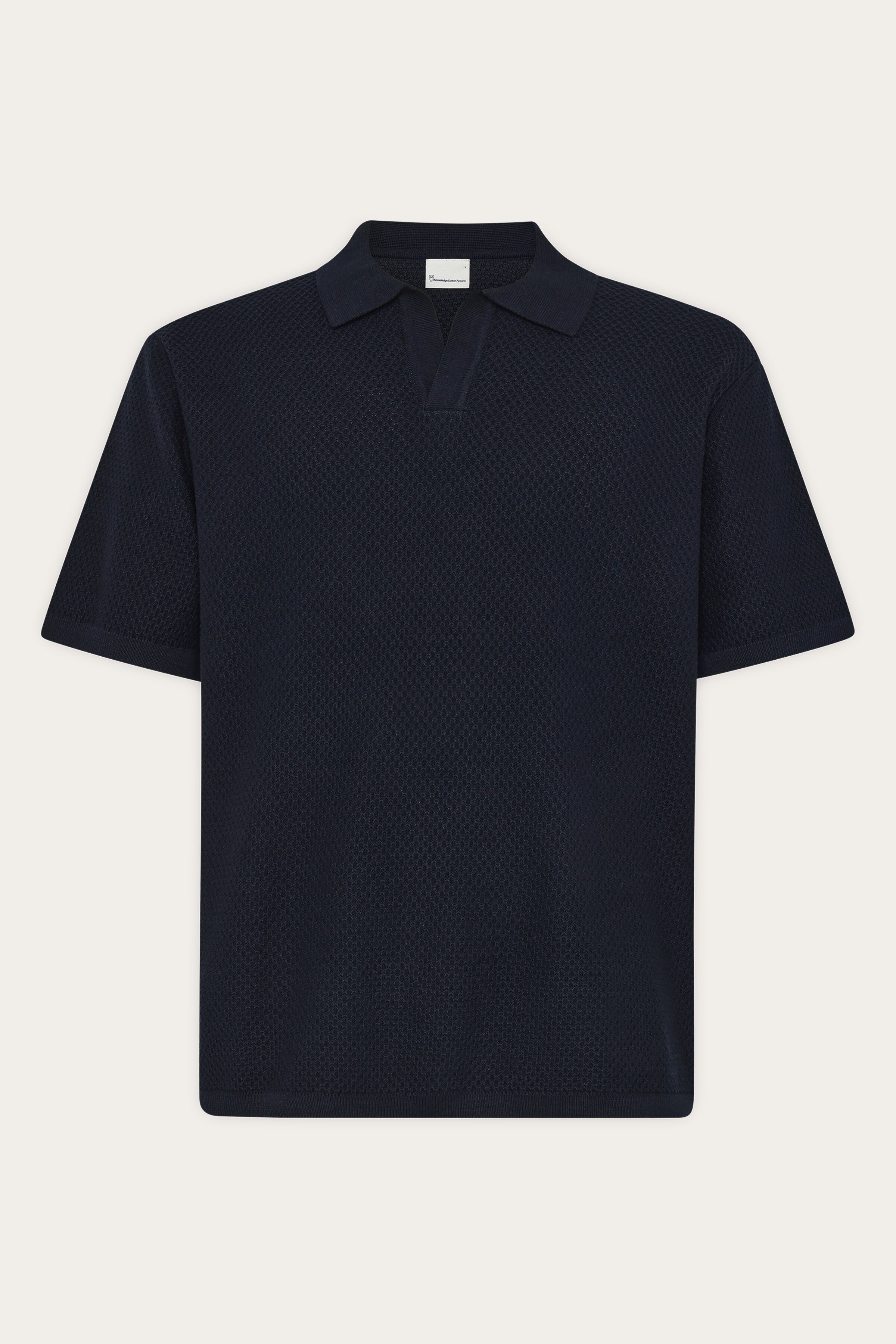 Image of KnowledgeCotton Apparel mannen vegan Poloshirt Gebreid In De Nachtelijke Hemelsblauwe Kleur