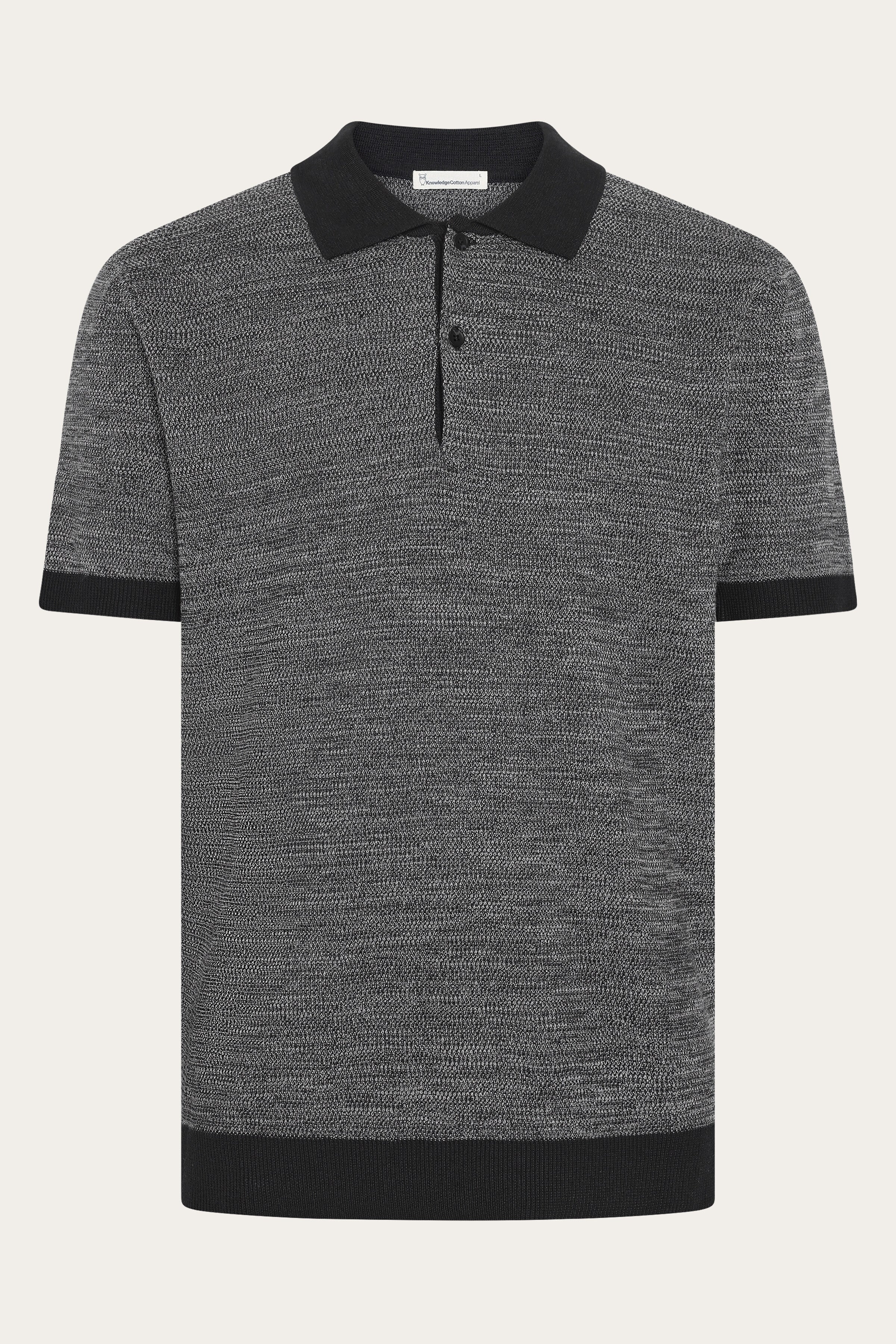 Image of KnowledgeCotton Apparel mannen vegan Gebreide Polo In Zwart Gitzwart