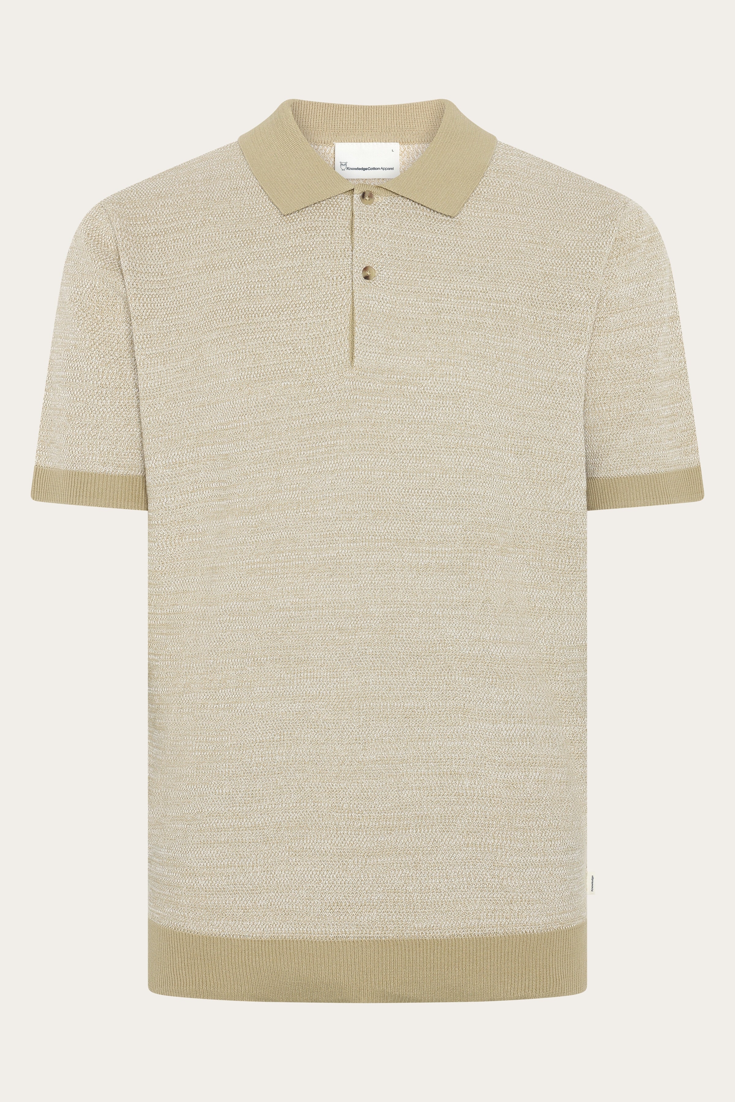 KnowledgeCotton Apparel Herren vegan Gestricktes Polo Twill Beige