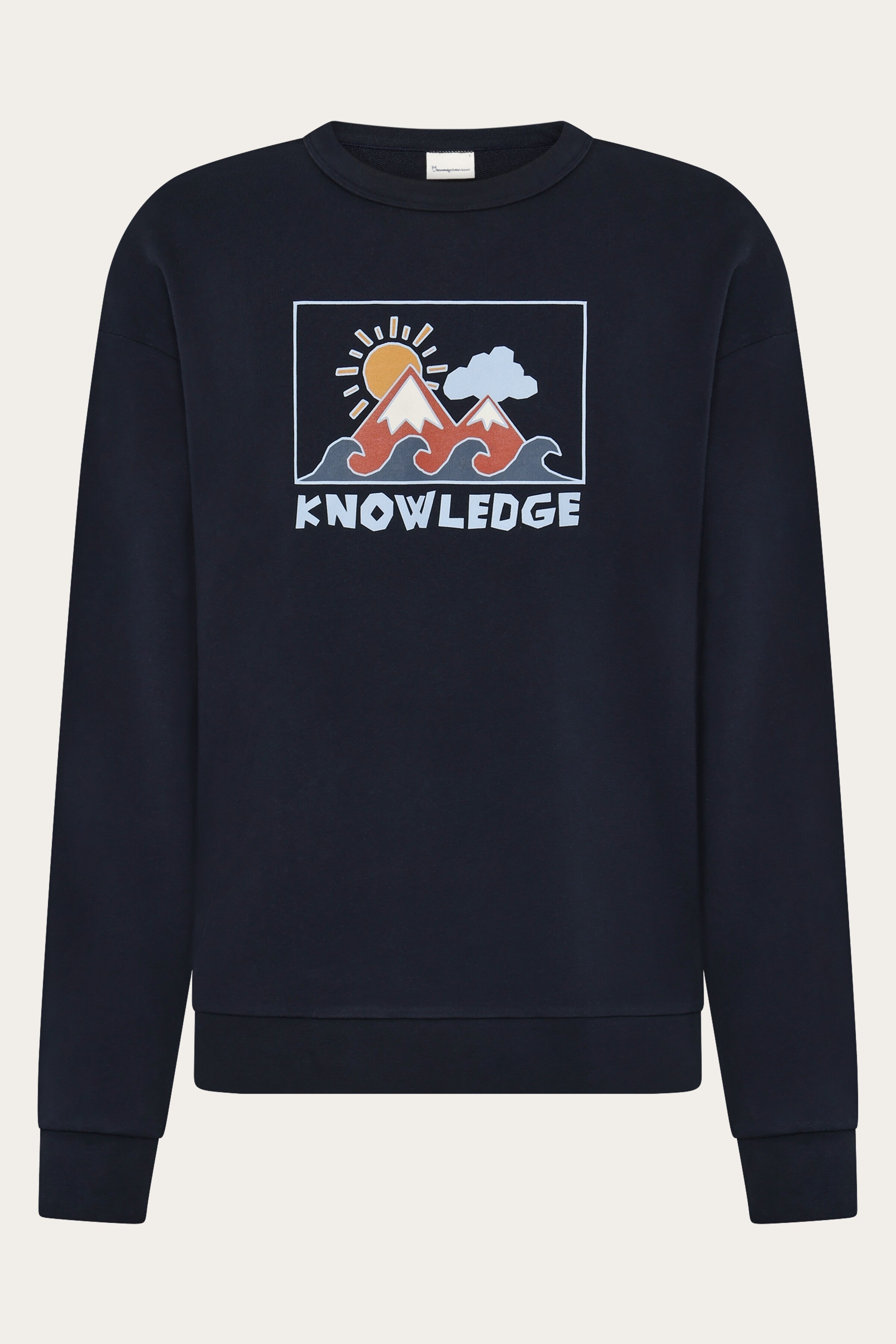 Image of KnowledgeCotton Apparel mannen vegan Sweatshirt Voor Heren, Relaxed Model, Bedrukt Met Ronde Hals, Night Sky Navy
