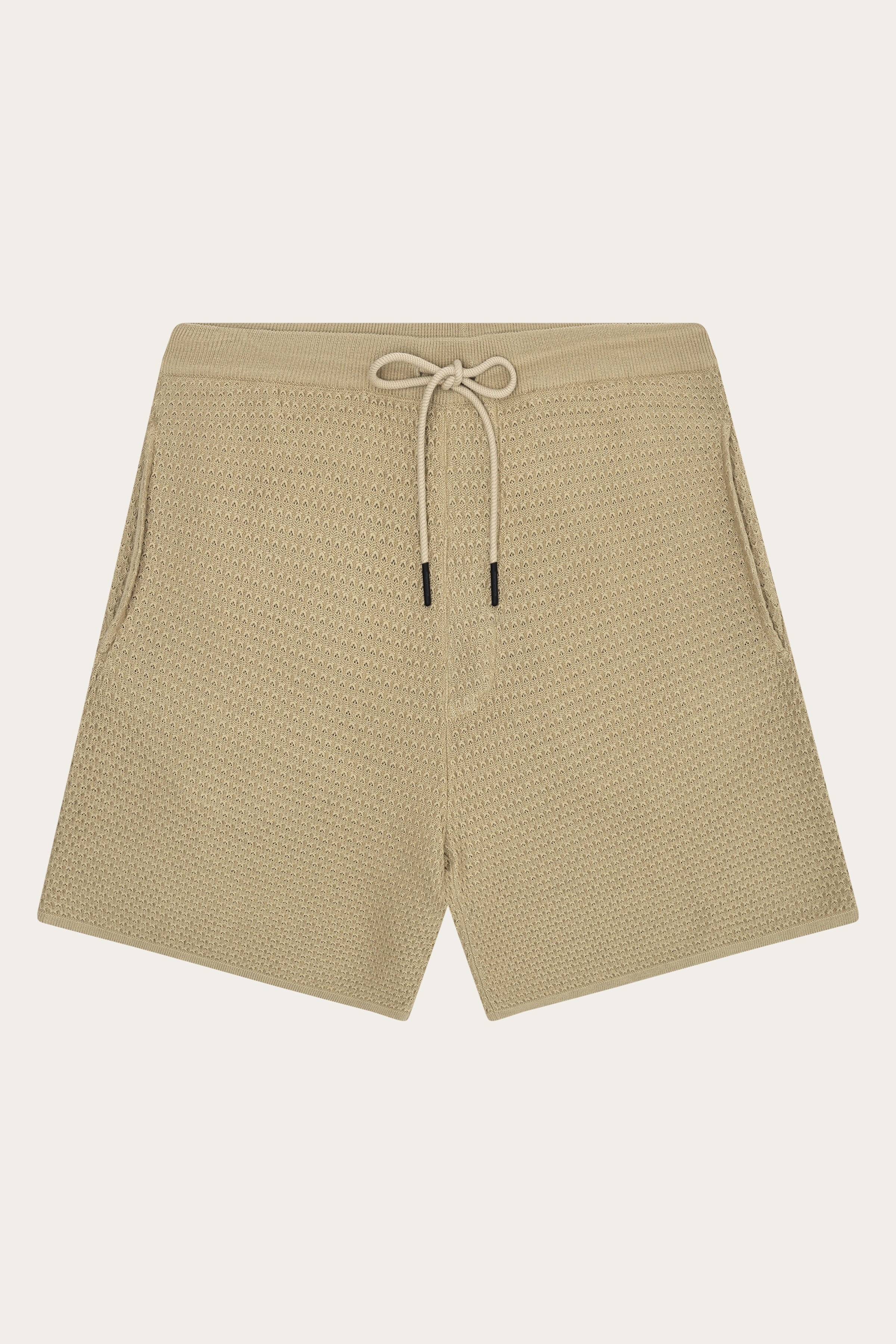 Image of KnowledgeCotton Apparel mannen vegan Gebreide Shorts, Los Model, Twill, Beige