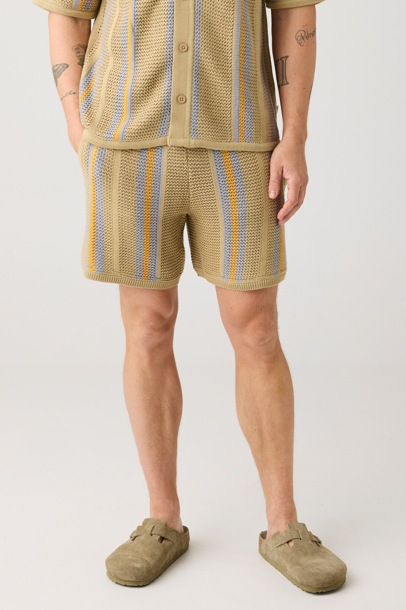 113373 - Herren vegan Strickshorts Fig Loose Beige
