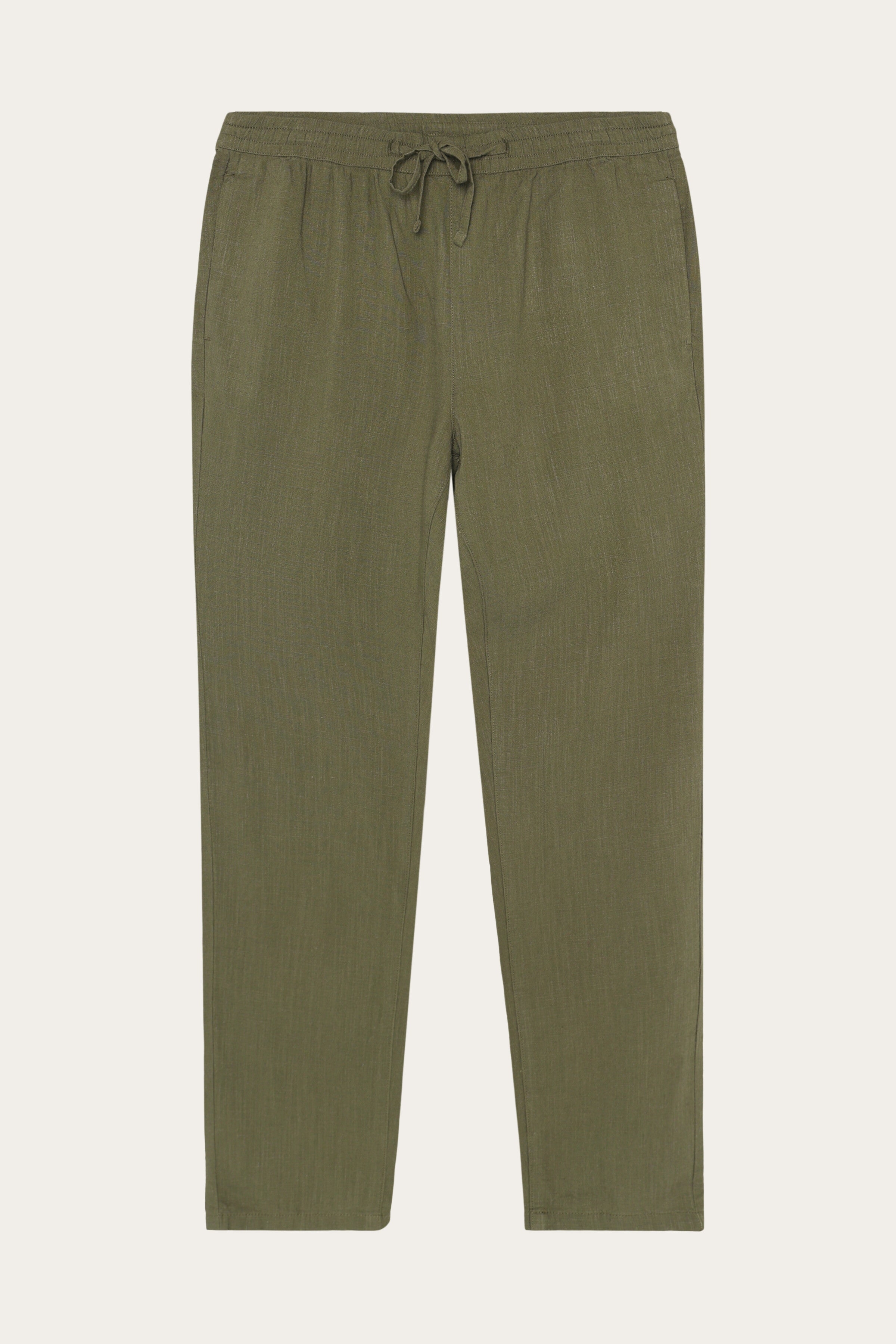 113380 - Herren vegan Hose Tim Tapered Leinen Mix Gebrannte Olive