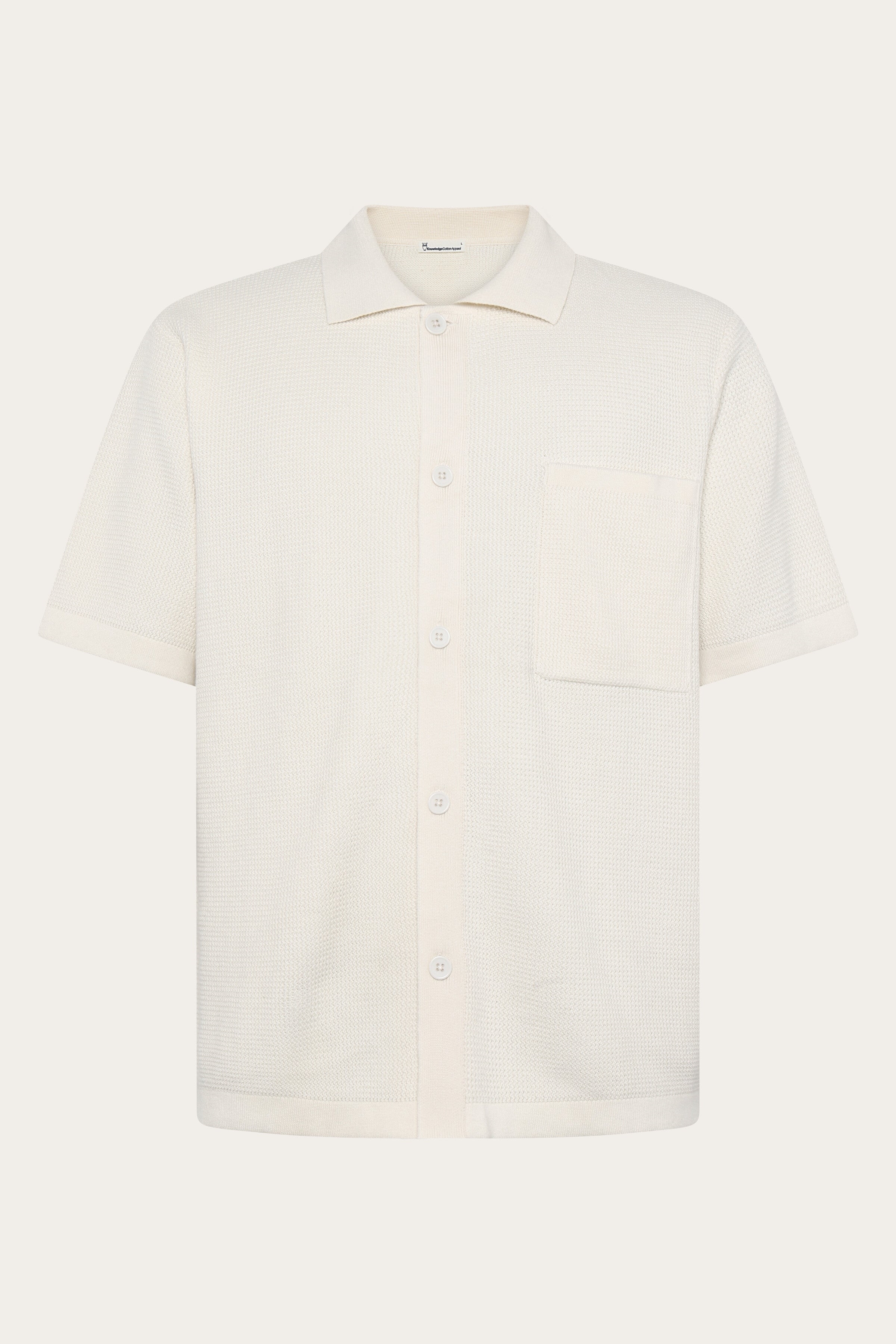 Image of KnowledgeCotton Apparel mannen vegan Overhemd Voor Heren, Normaal Gebreid, Met De Opdruk 'Egret' (Wit).