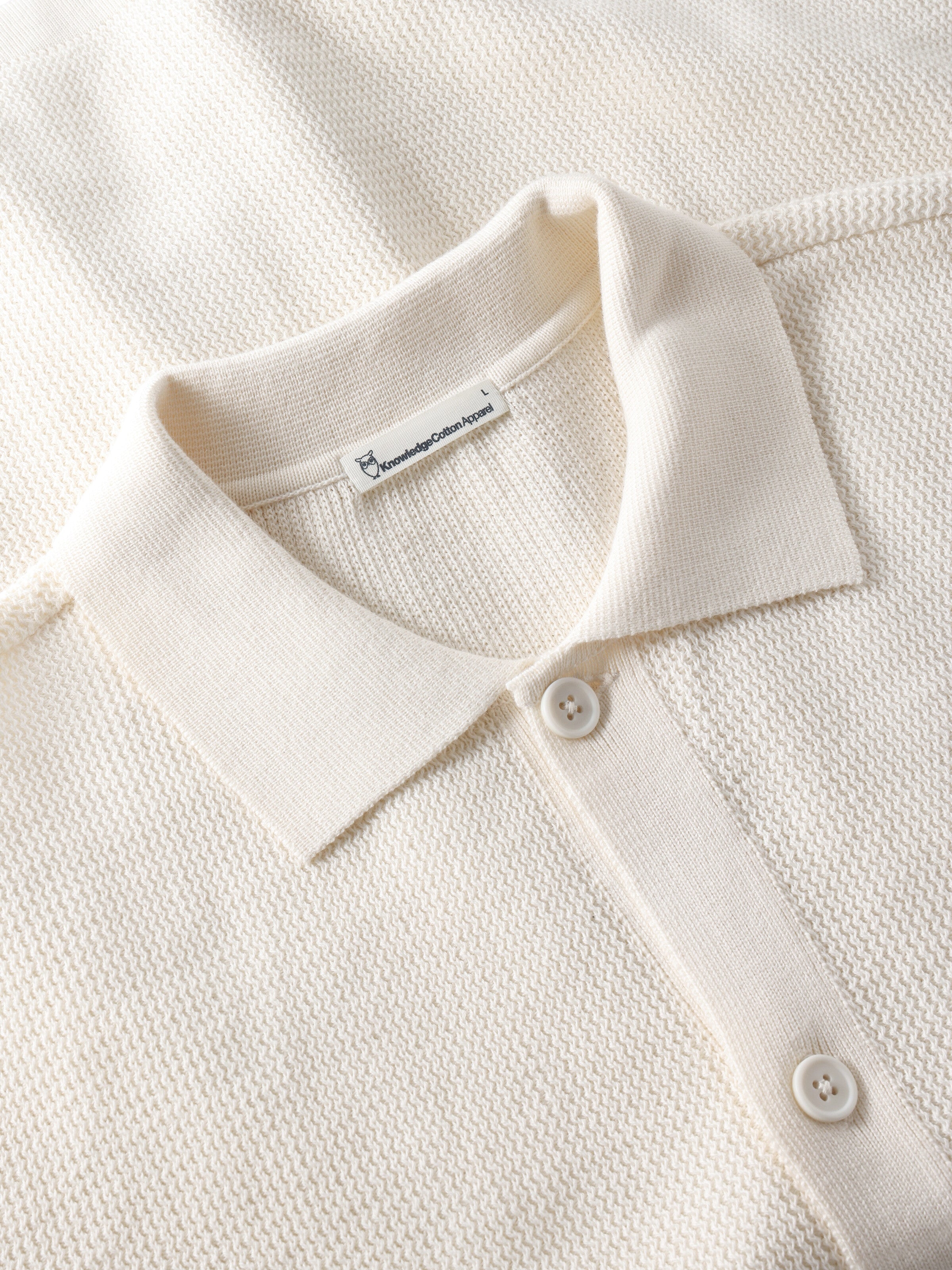 KnowledgeCotton Apparel men vegan Shirt Men Regular Knit Egret White