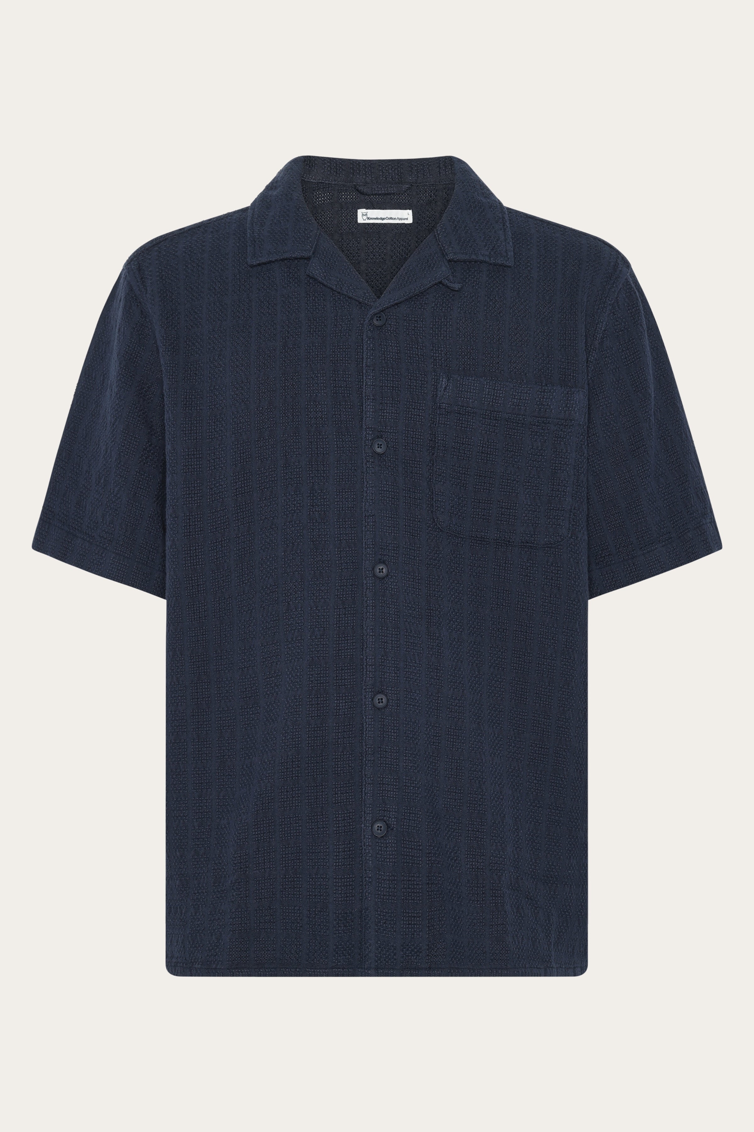 Image of KnowledgeCotton Apparel mannen vegan Shirtstructuur, Korte Mouwen, Nachtelijke Hemel