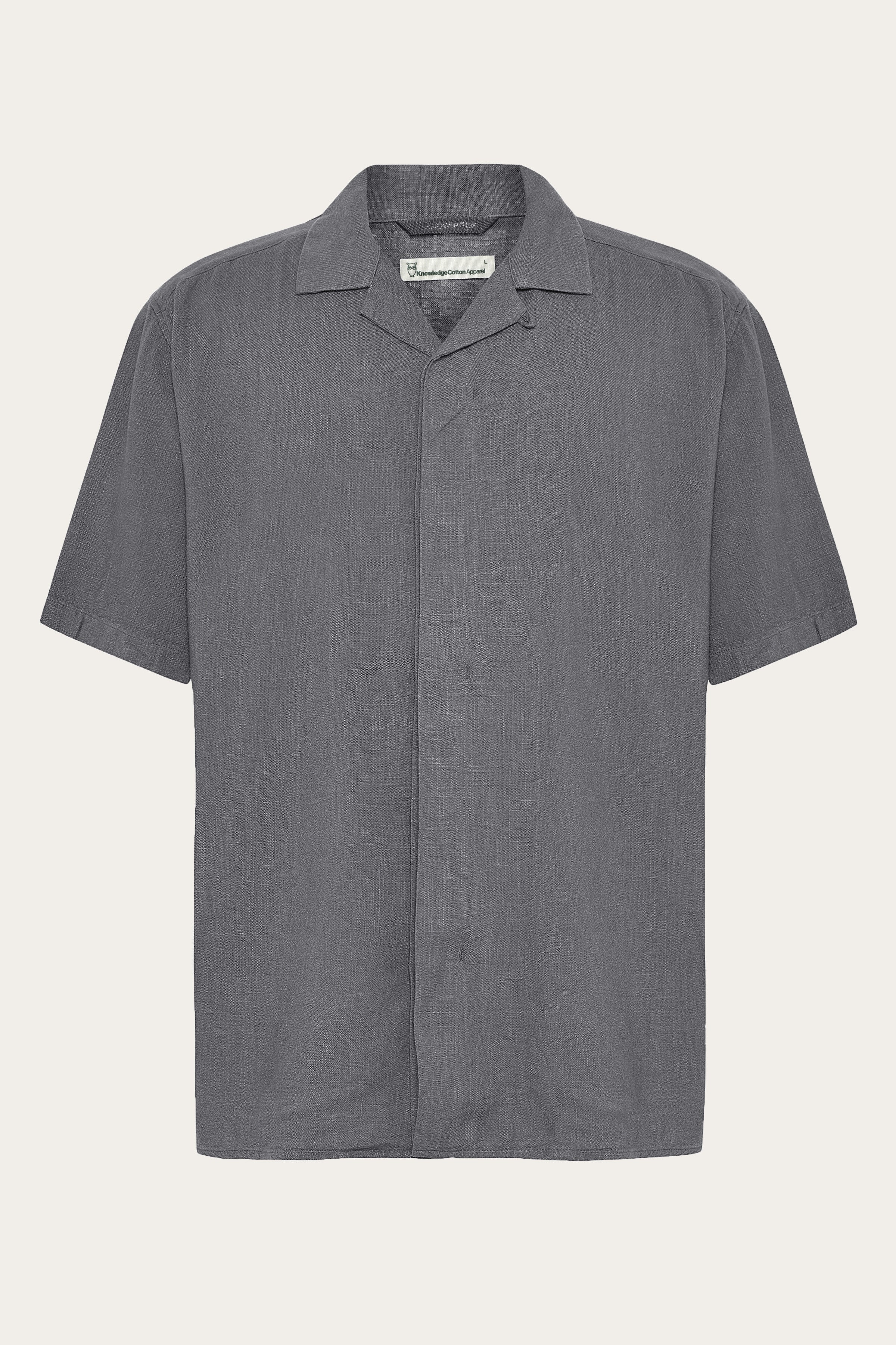 Image of KnowledgeCotton Apparel mannen vegan Shirt Met Korte Mouwen, Mosgroen, Relaxed Model Vintage Indigo