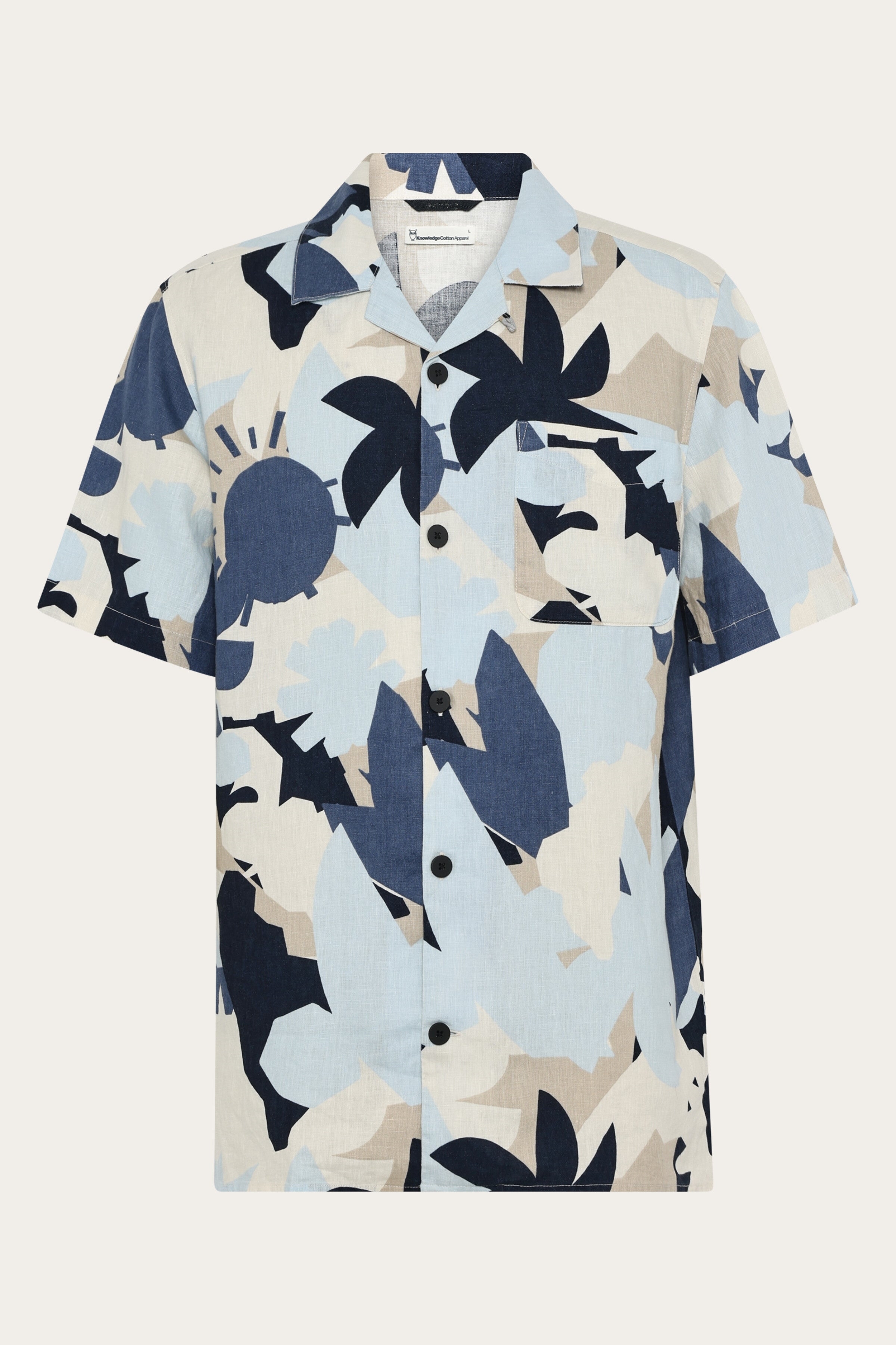 113403 - Herren vegan Shirt Kurzarm Relaxed Print Blau