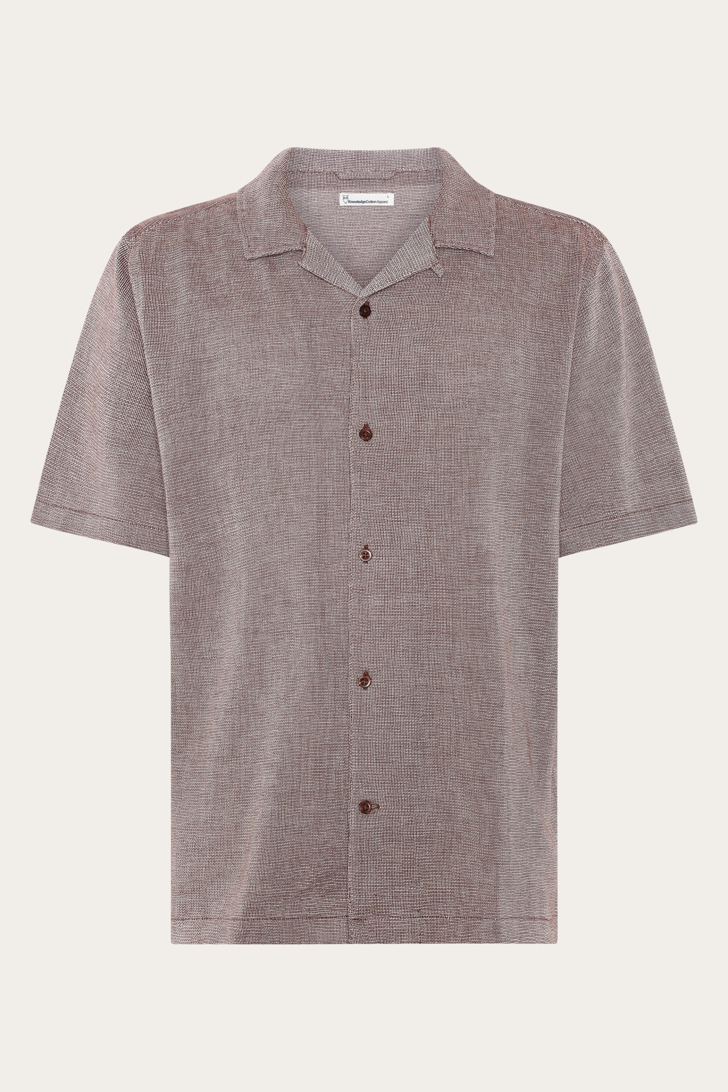 Image of KnowledgeCotton Apparel mannen vegan Overhemd Met Korte Mouwen, Relaxed Model, Met Geschoren Chocoladeprint.