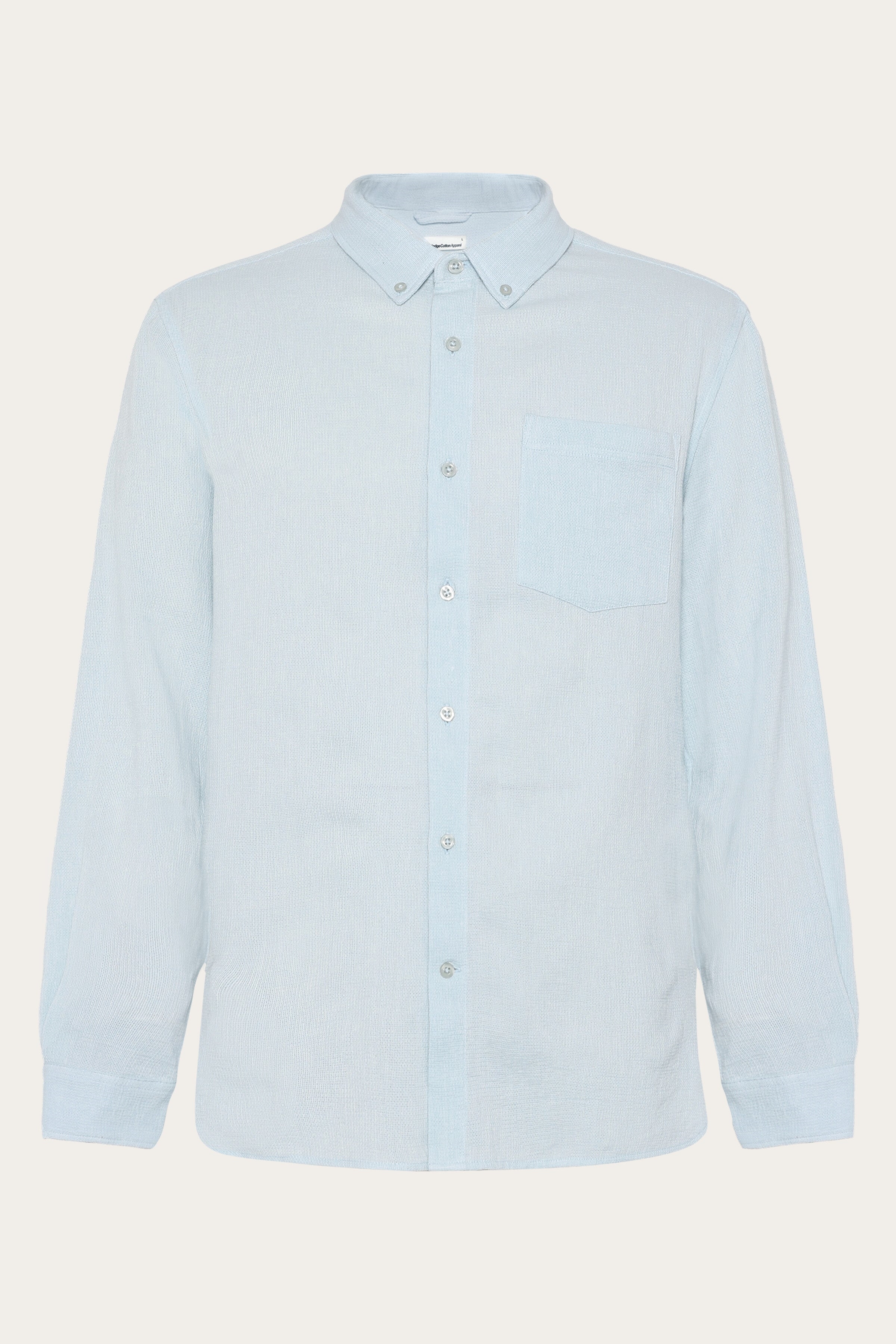 Image of KnowledgeCotton Apparel mannen vegan Shirtstructuur Skyway Lichtblauw