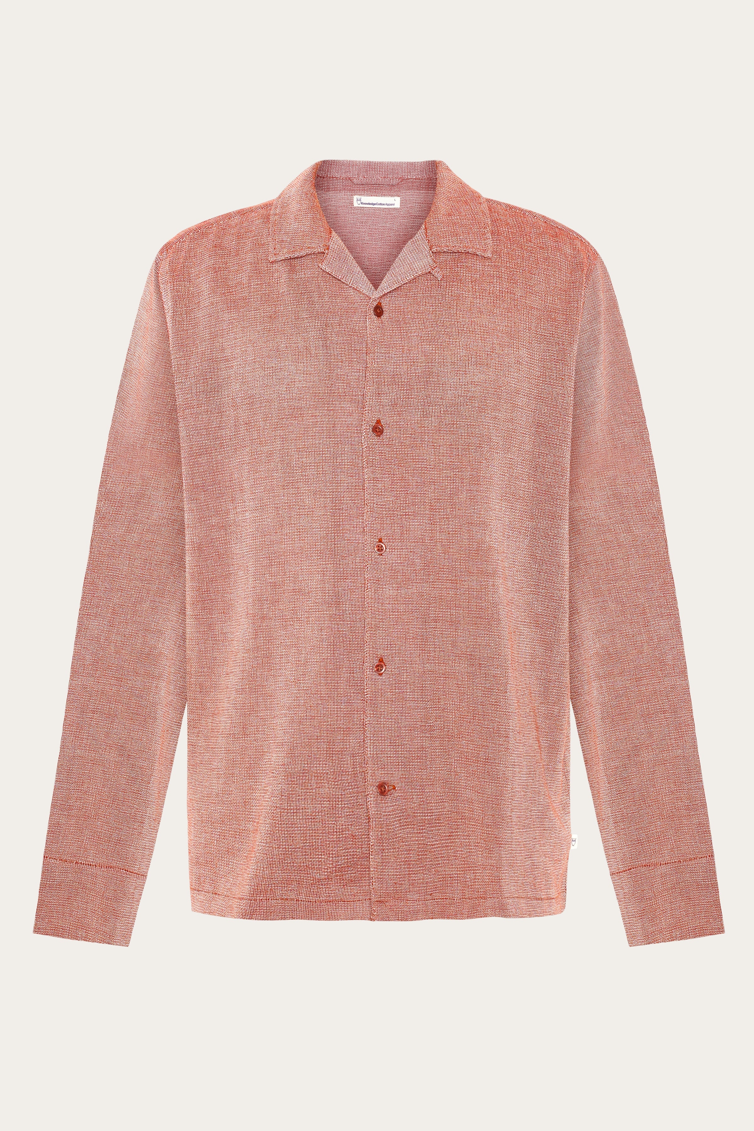 Image of KnowledgeCotton Apparel mannen vegan Shirtstructuur Gebakken Baksteen