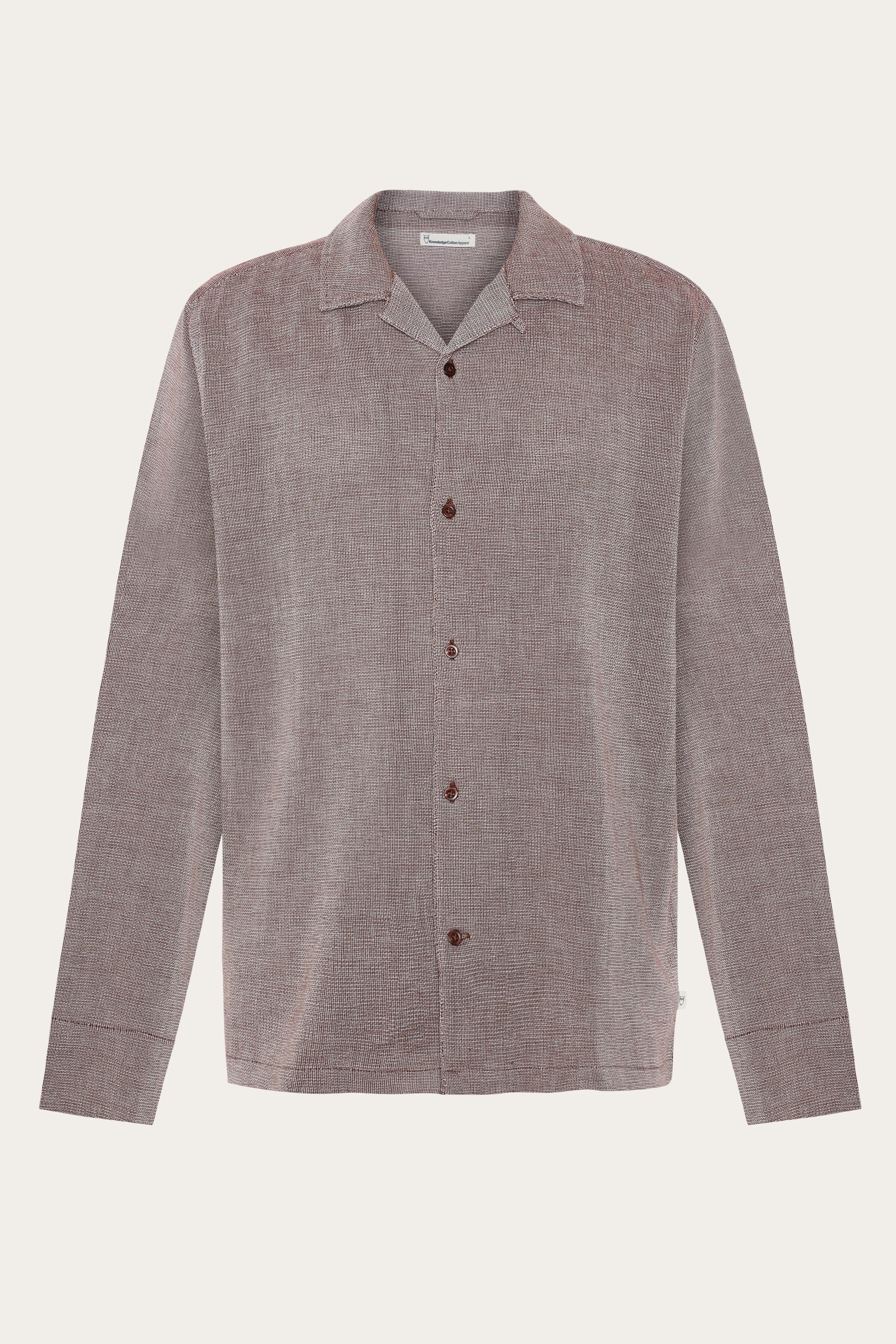 Image of KnowledgeCotton Apparel mannen vegan Shirtstructuur Geschaafde Chocolade