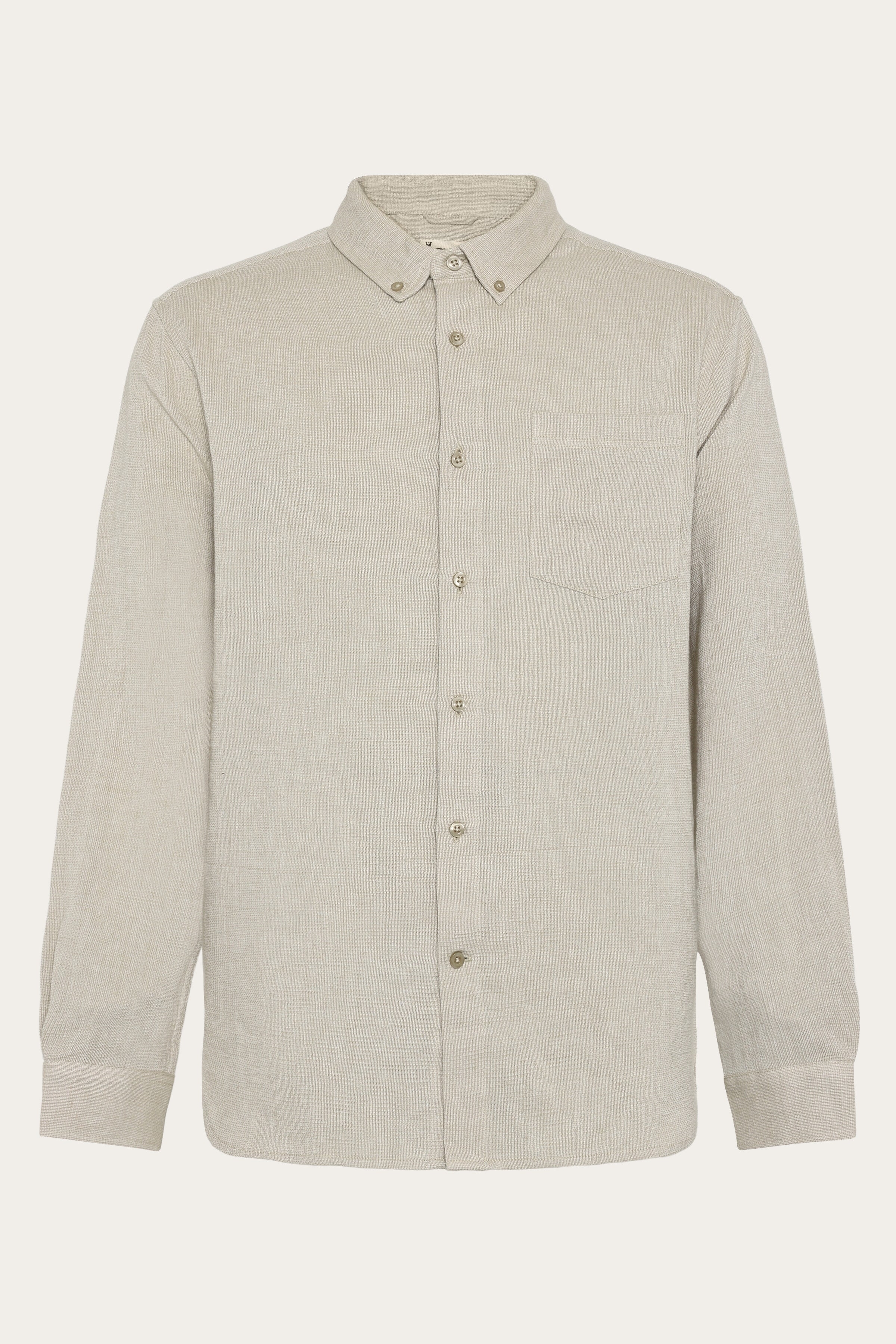 Image of KnowledgeCotton Apparel mannen vegan Overhemdstructuur Keperstof Beige