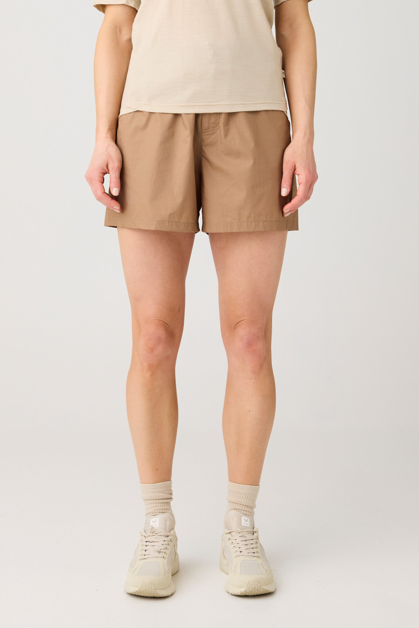 Image of KnowledgeCotton Apparel dames vegan Shorts Sky Relaxed Vent Ripstop 90 Tuffet Brown