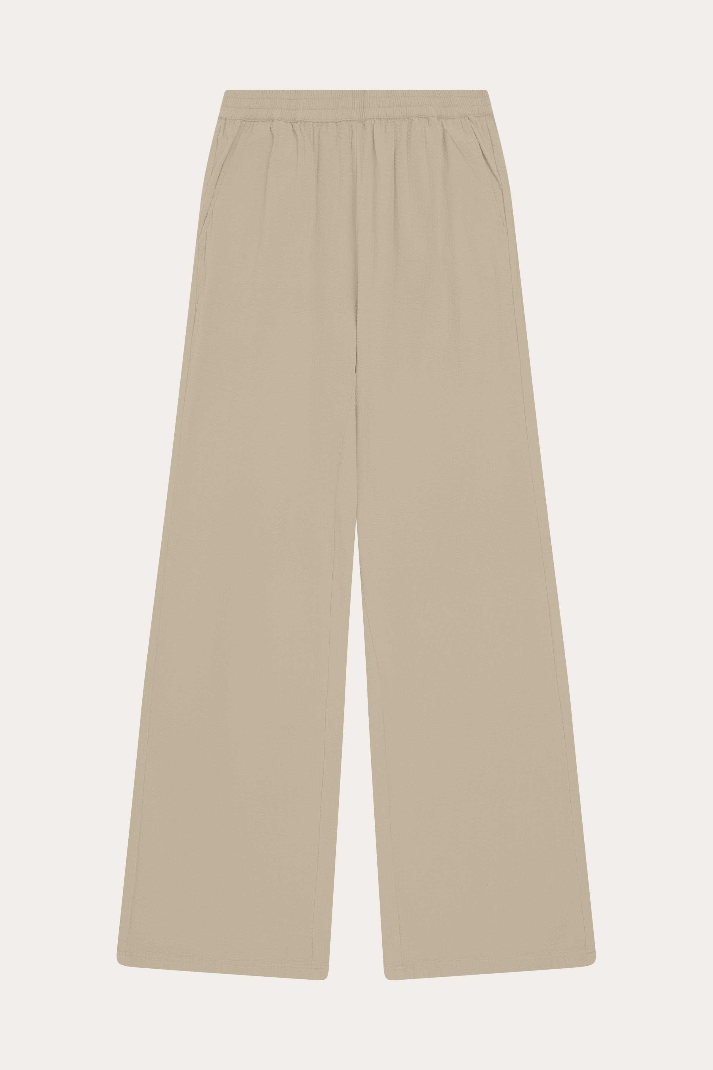 Image of KnowledgeCotton Apparel dames vegan Broek Posey Wide Seersucker Twill Beige