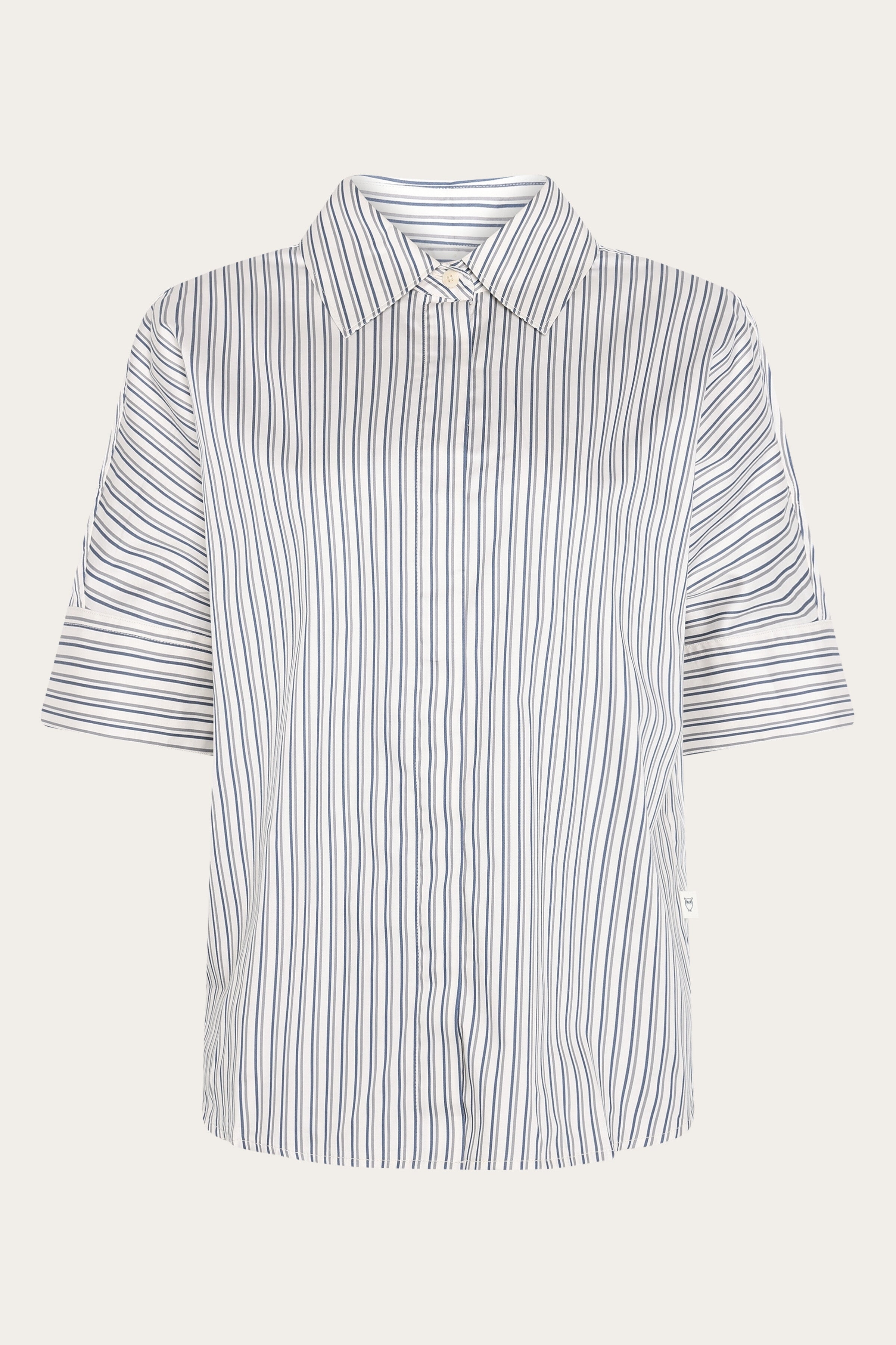 Image of KnowledgeCotton Apparel dames vegan Shirt Islet Regular Satin Blue Stripe