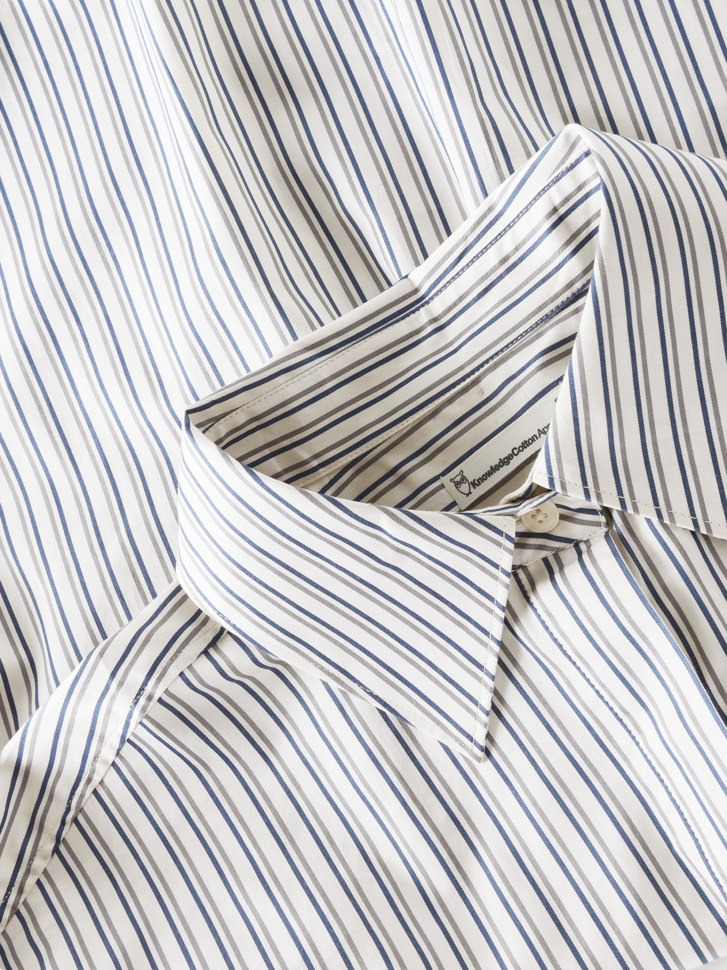 KnowledgeCotton Apparel womens vegan Shirt Islet Regular Satin Blue Stripe