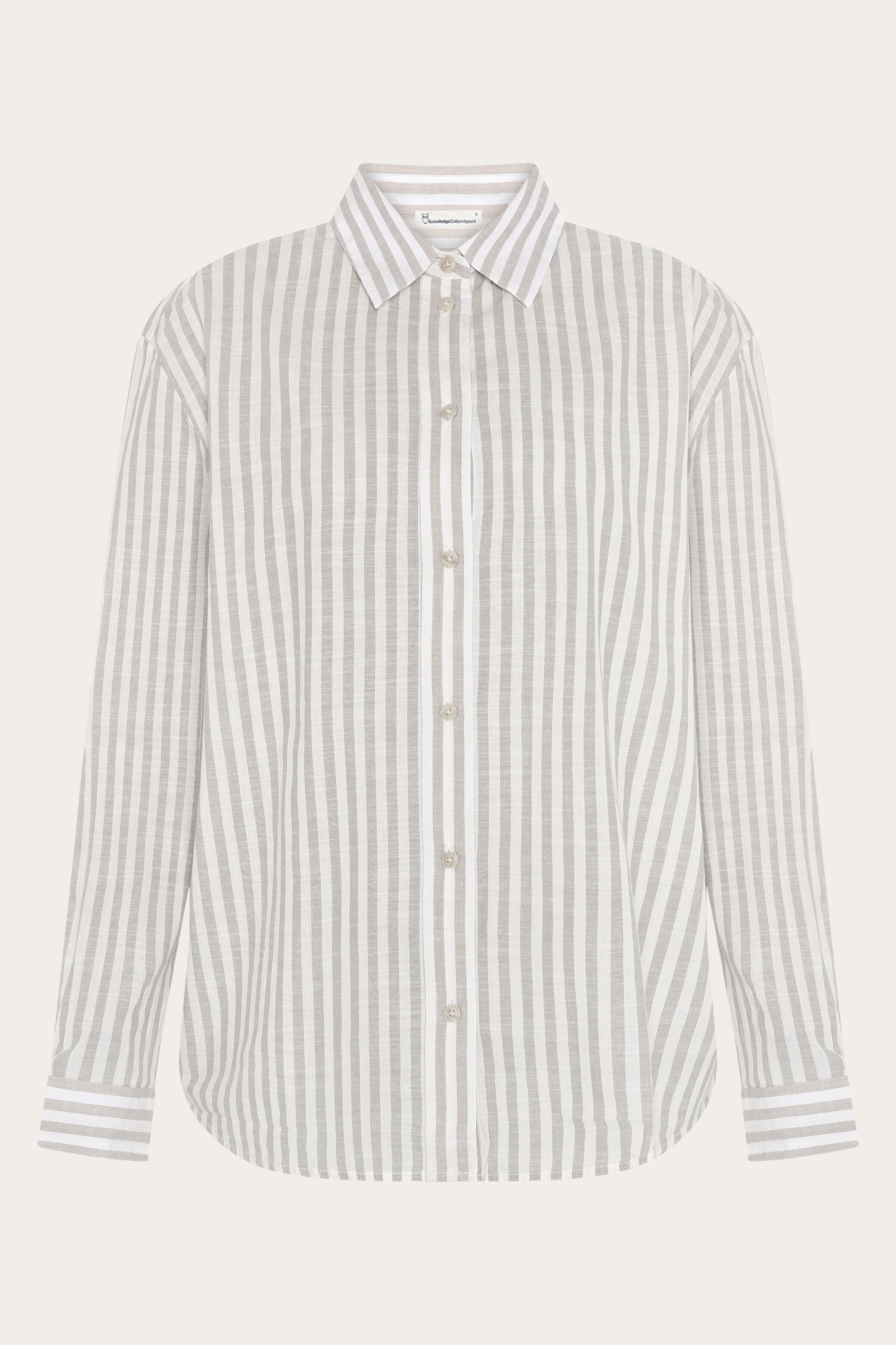 Image of KnowledgeCotton Apparel dames vegan Overhemd Met Losse Strepen, Crèmekleurig