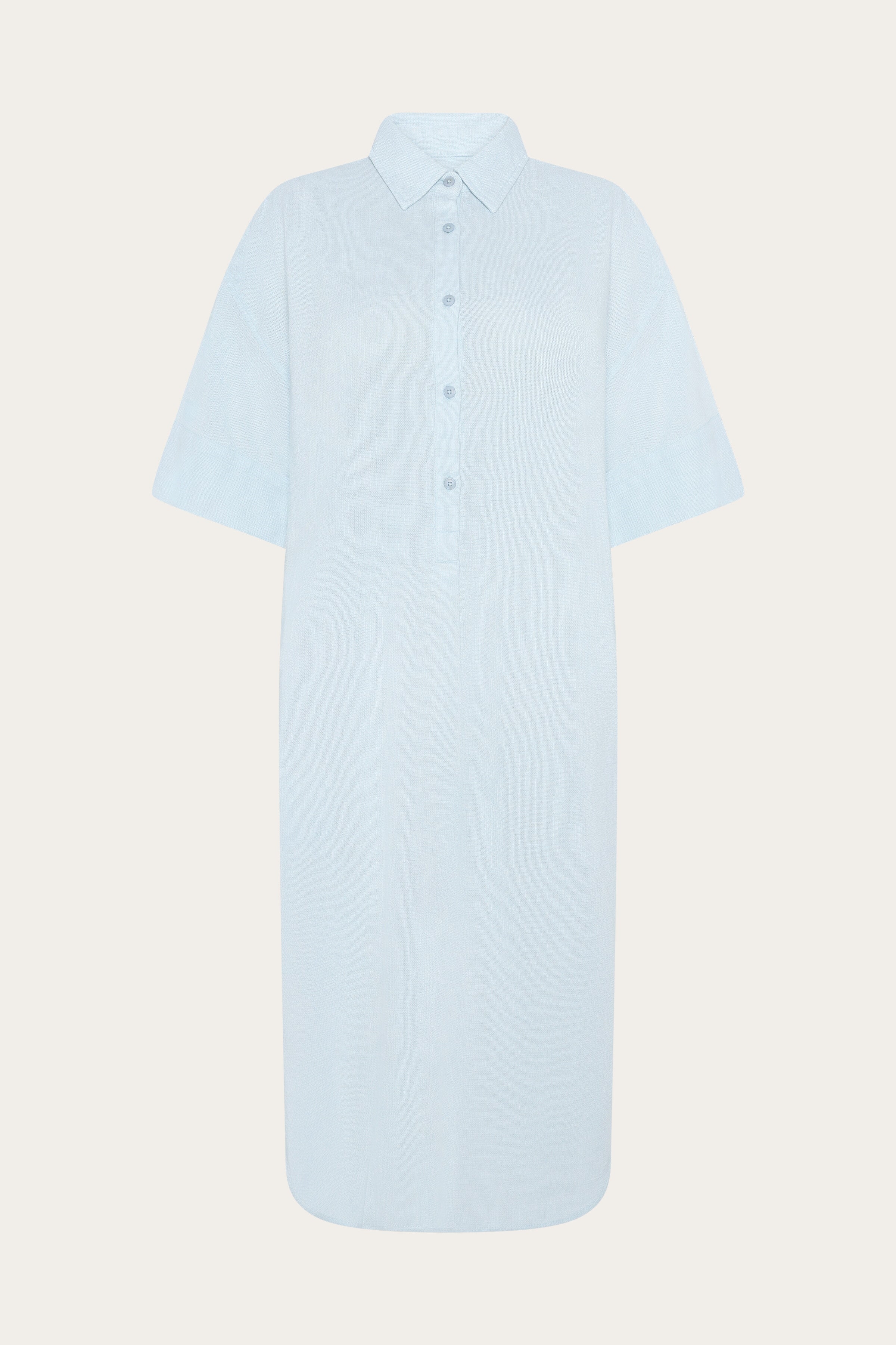 Image of KnowledgeCotton Apparel dames vegan Overhemdjurkstructuur Skyway Lichtblauw