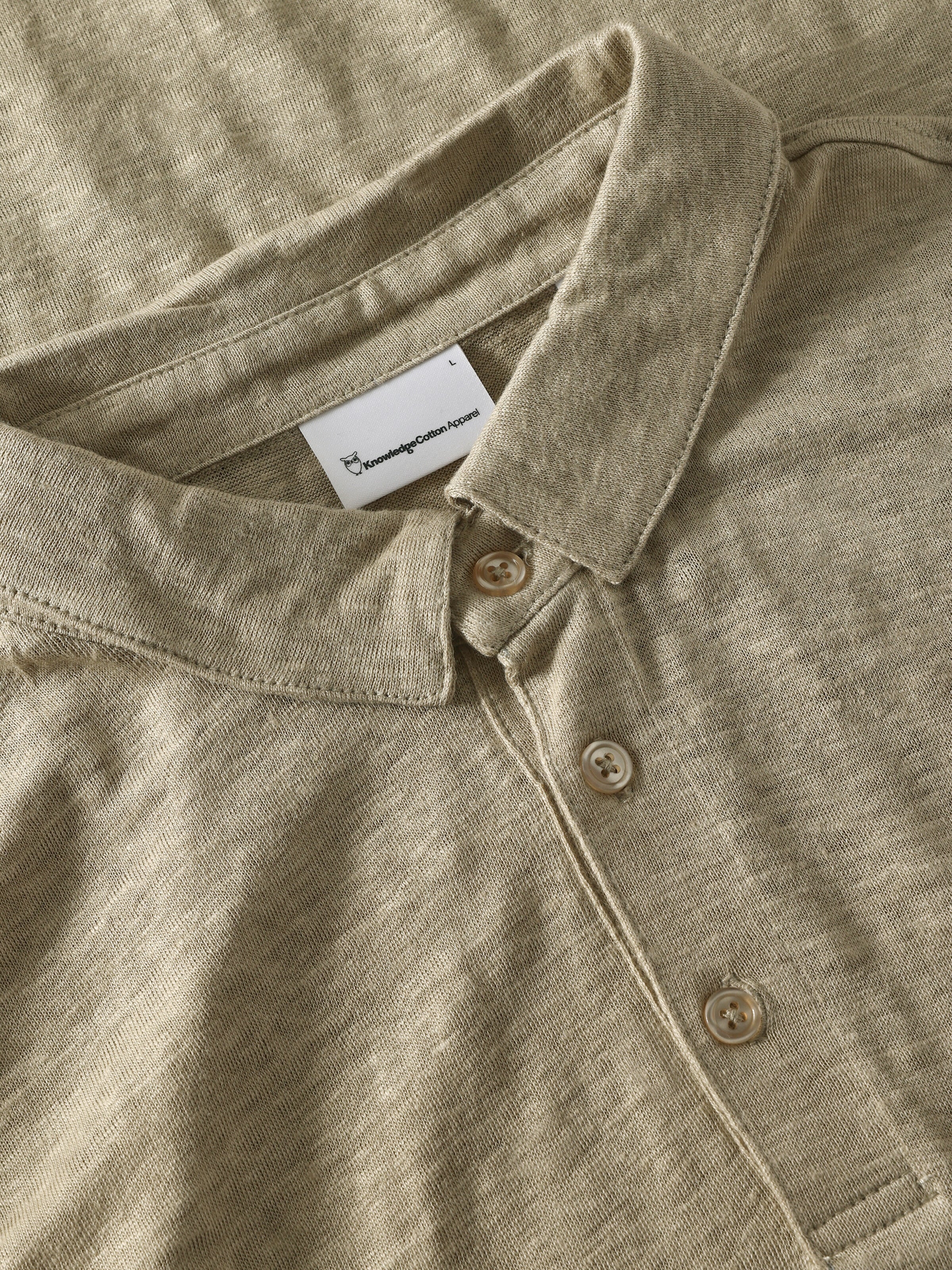 KnowledgeCotton Apparel men vegan Polo Shirt Twill Beige