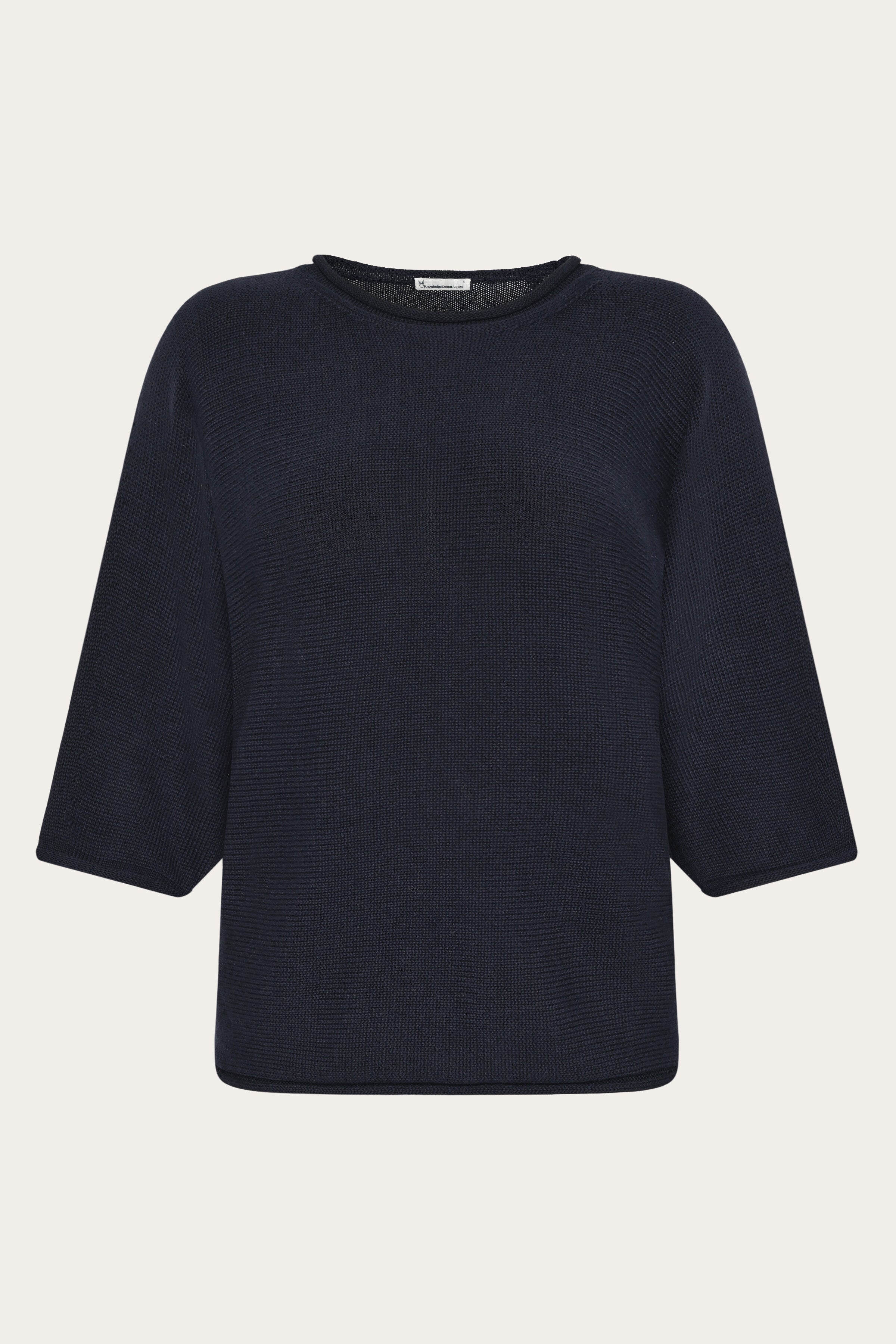 KnowledgeCotton Apparel Damen vegan Strick-Top Fledermaus-Ärmel Night Sky Navy