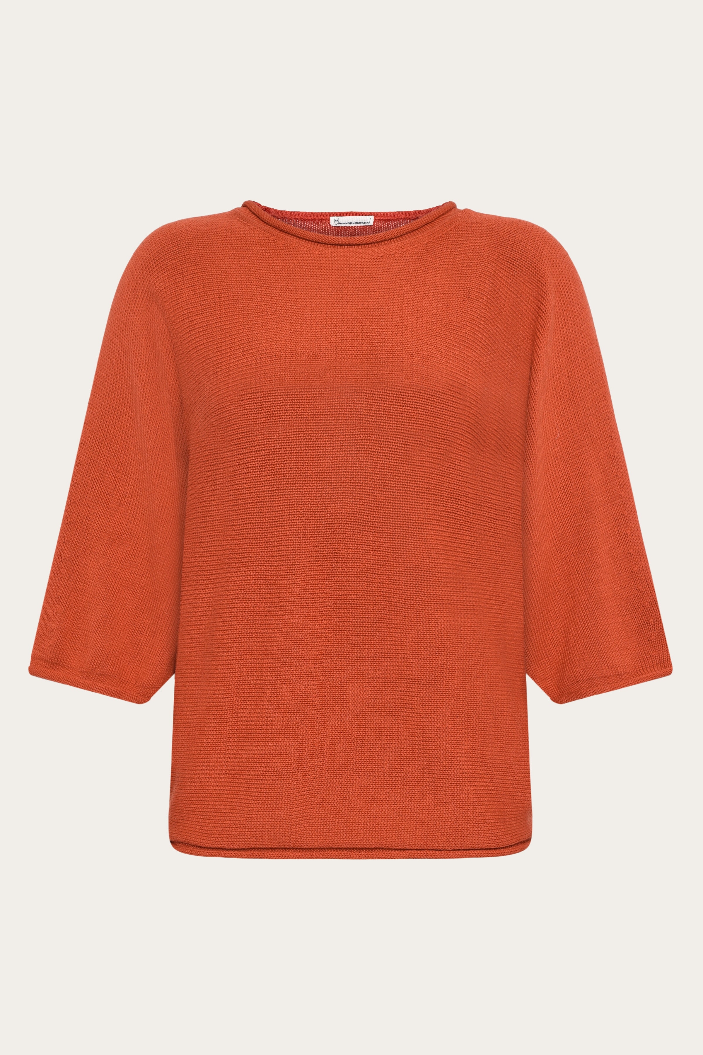 KnowledgeCotton Apparel Damen vegan Strickoberteil Bat Sleeve Burnt Brick