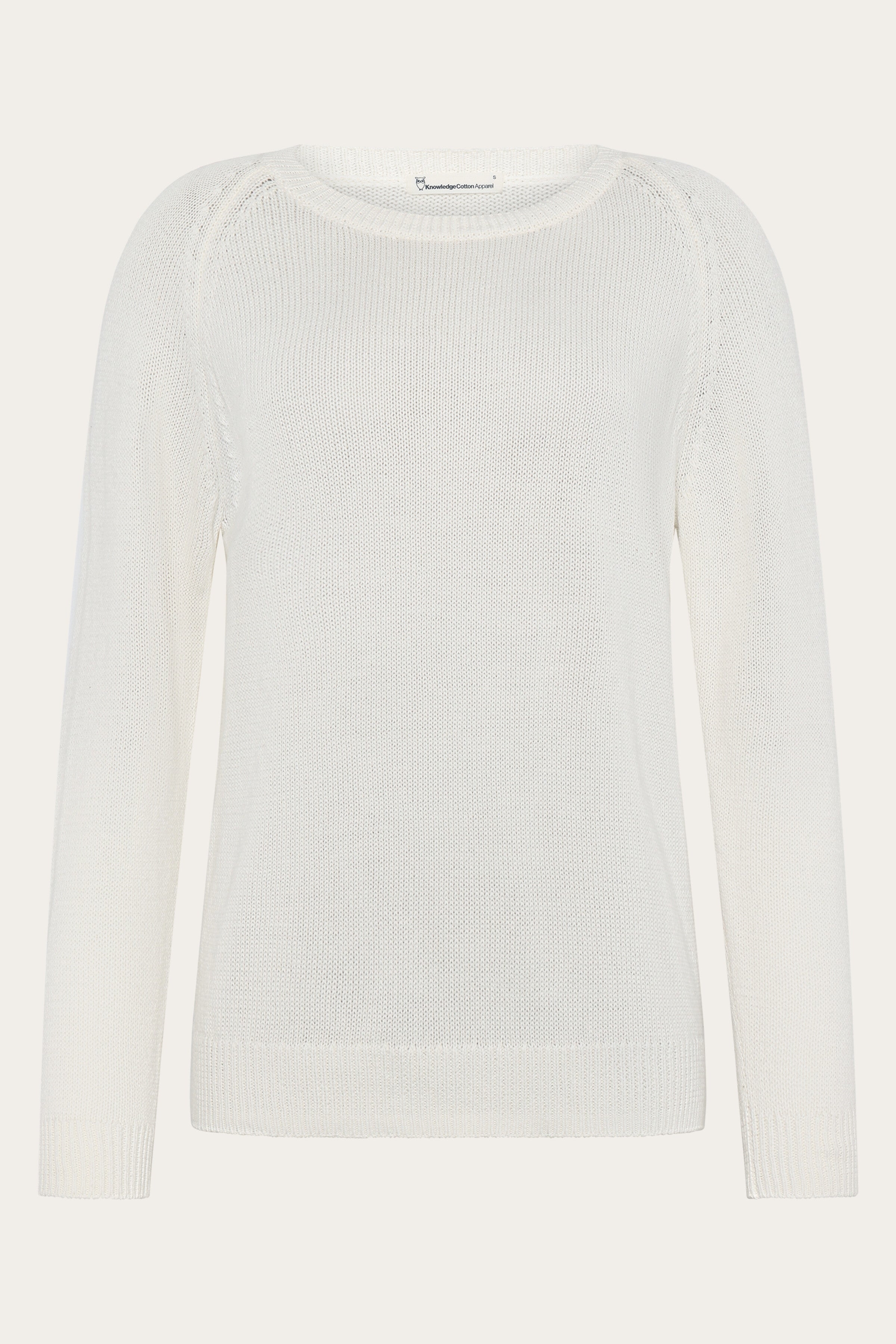 KnowledgeCotton Apparel Damen vegan Pullover Damen Rundhalsausschnitt Egret Weiß