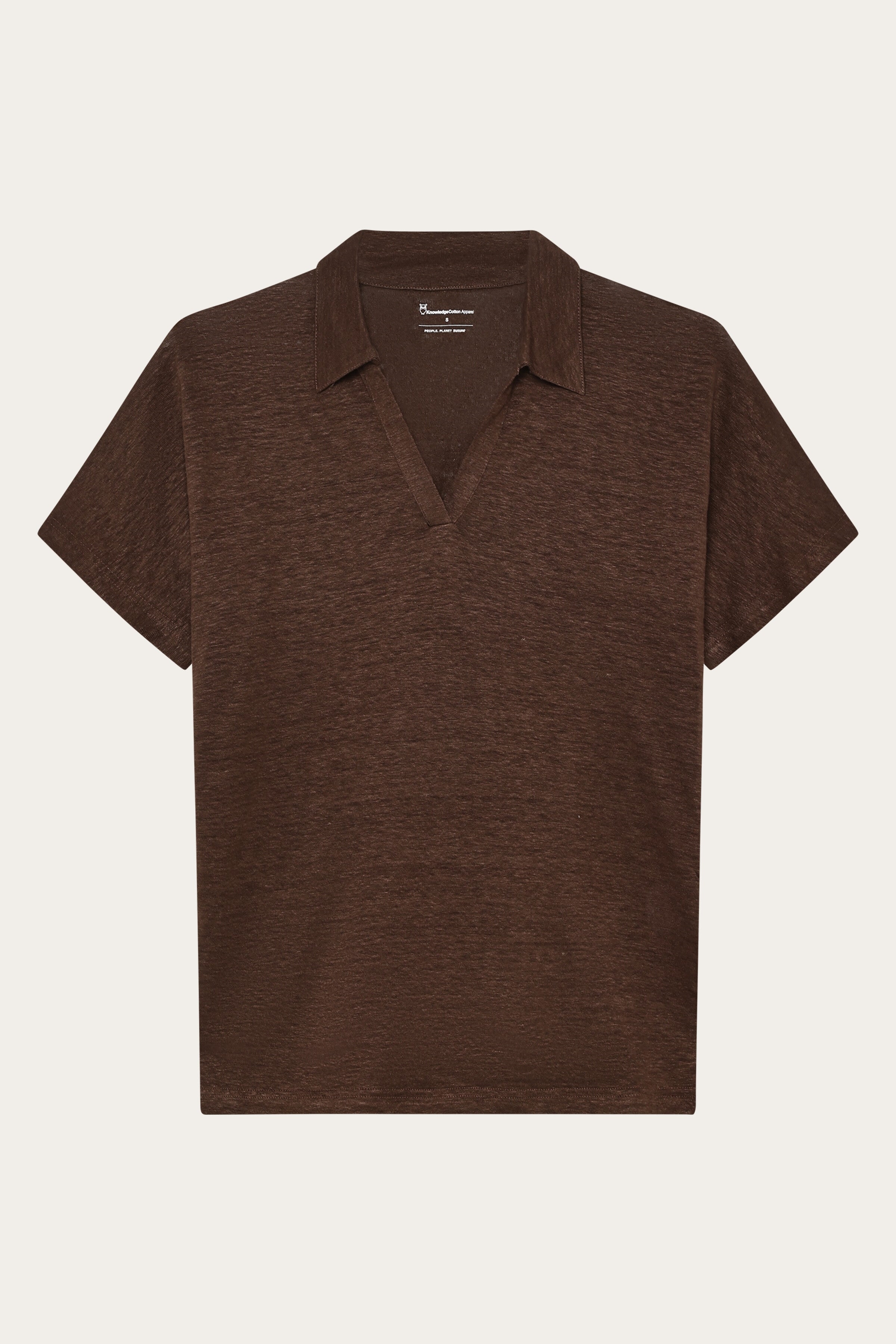 KnowledgeCotton Apparel Damen vegan Polohemd Mit Geteiltem Halsausschnitt Rasierte Schokolade