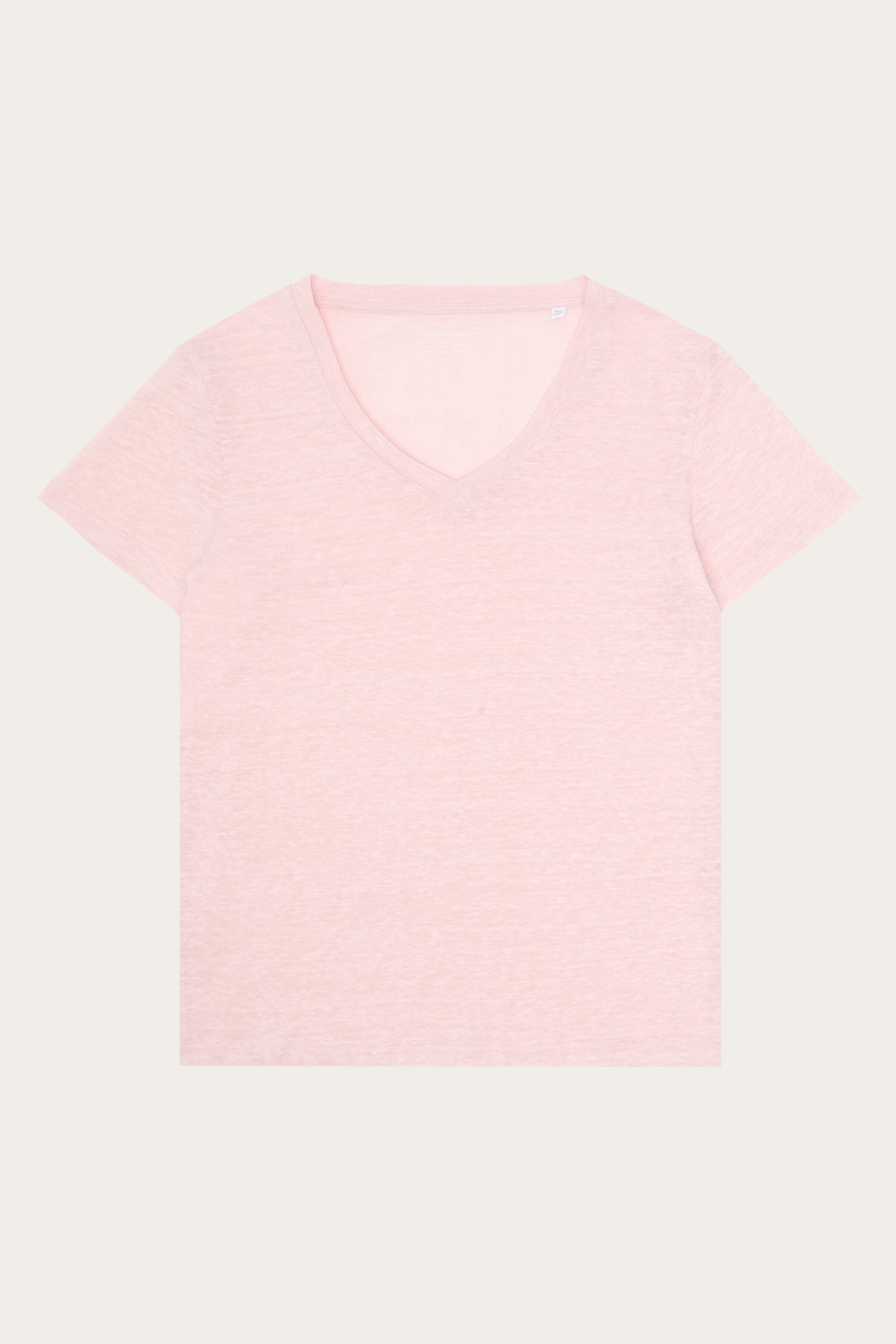 KnowledgeCotton Apparel Damen vegan T-Shirt Leinen V-Ausschnitt Blasslila