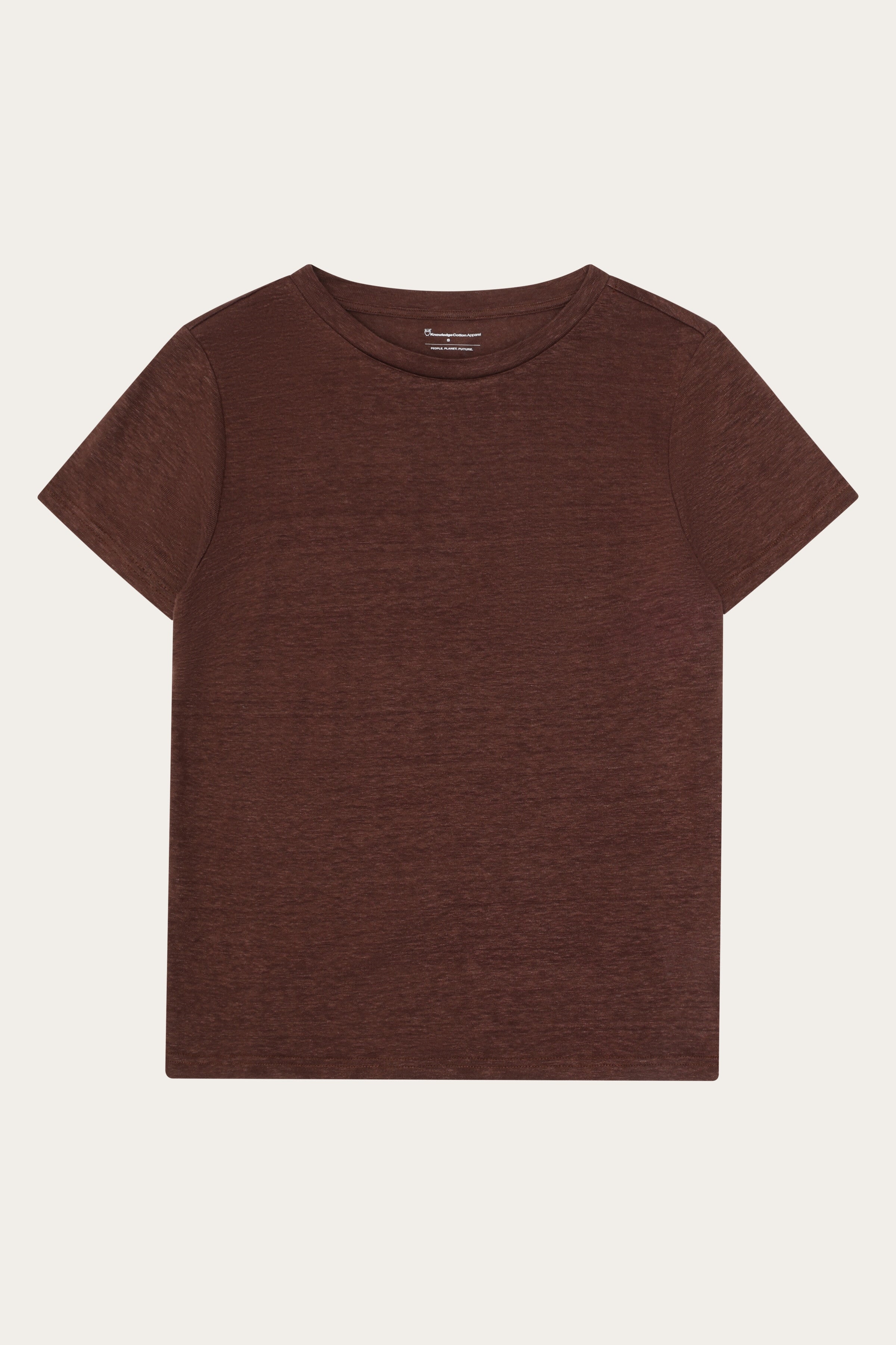 KnowledgeCotton Apparel Damen vegan T-Shirt Reg Linen Shaved Chocolate