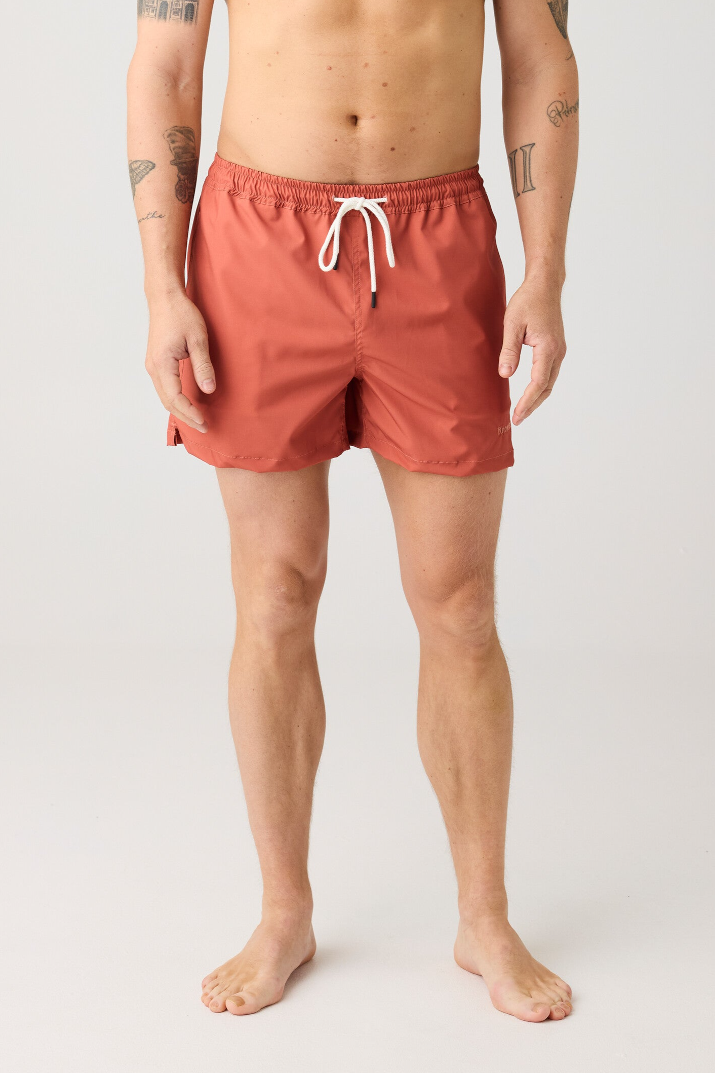 KnowledgeCotton Apparel Herren vegan Badeshorts Bay Stretch Burnt Brick