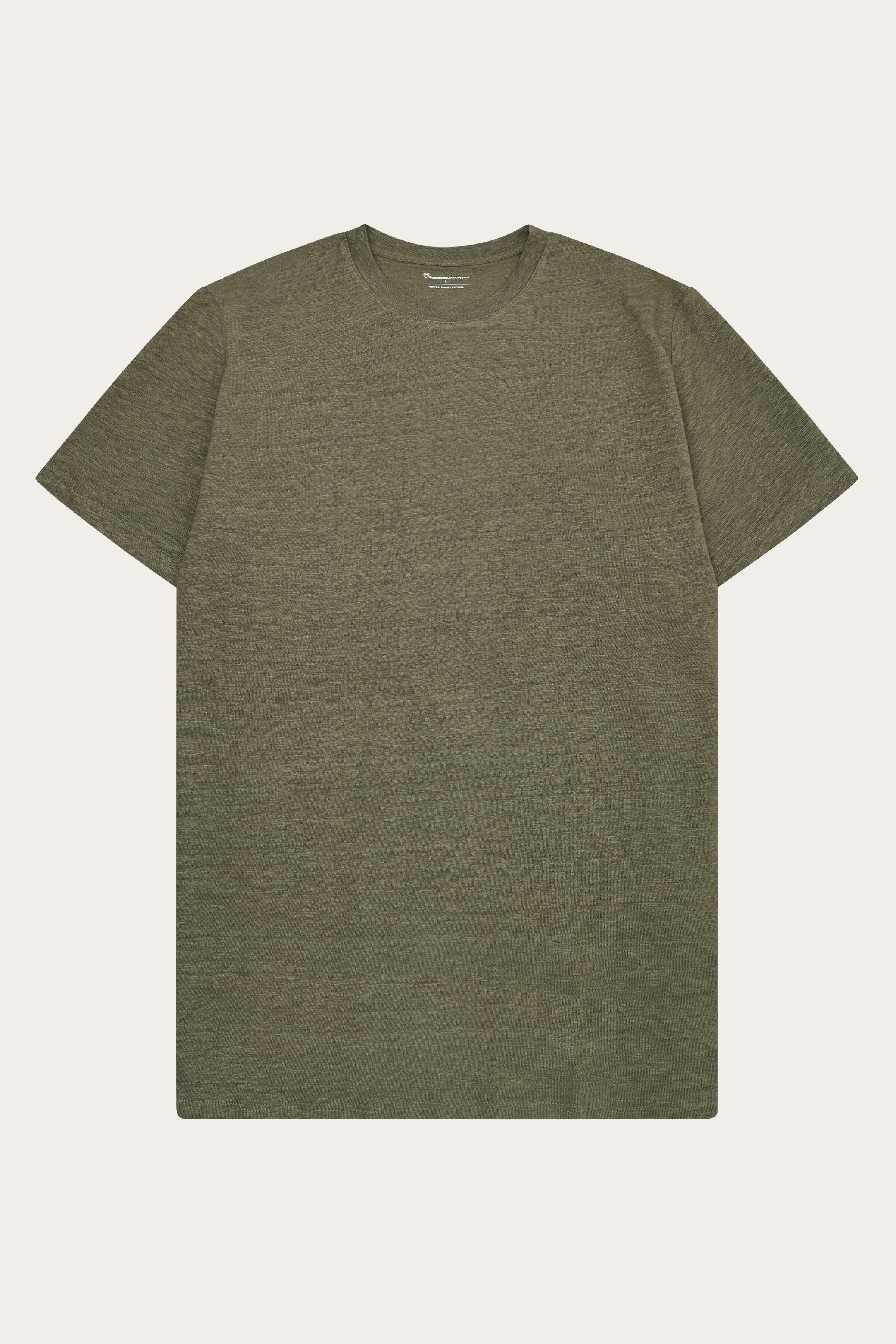 KnowledgeCotton Apparel Herren vegan T-Shirt Herren Leinen Gebrannte Olive