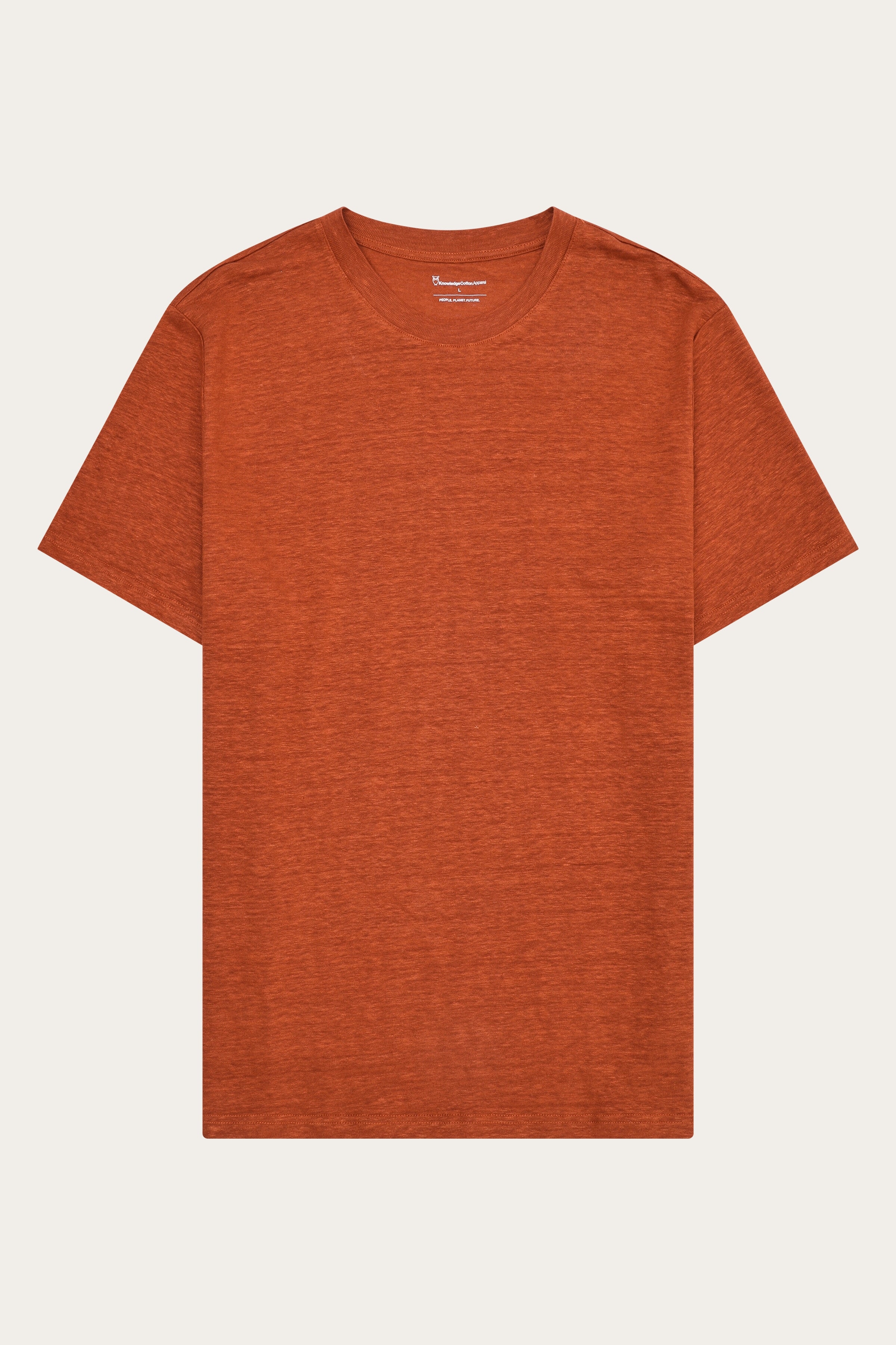 KnowledgeCotton Apparel Herren vegan T-Shirt Herren Leinen Gebrannter Ziegel