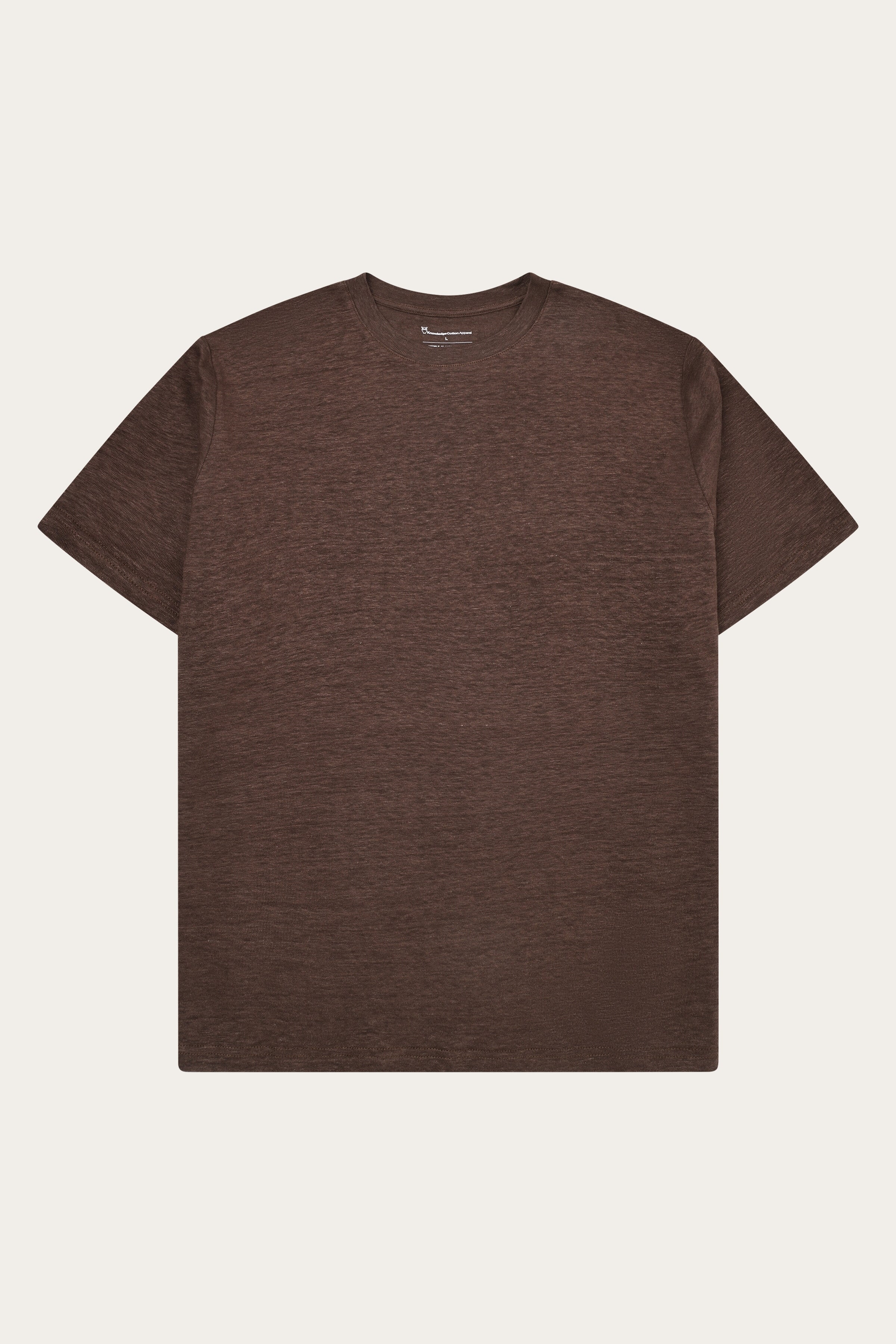 KnowledgeCotton Apparel Herren vegan T-Shirt Herren Leinen Schokoladenbraun