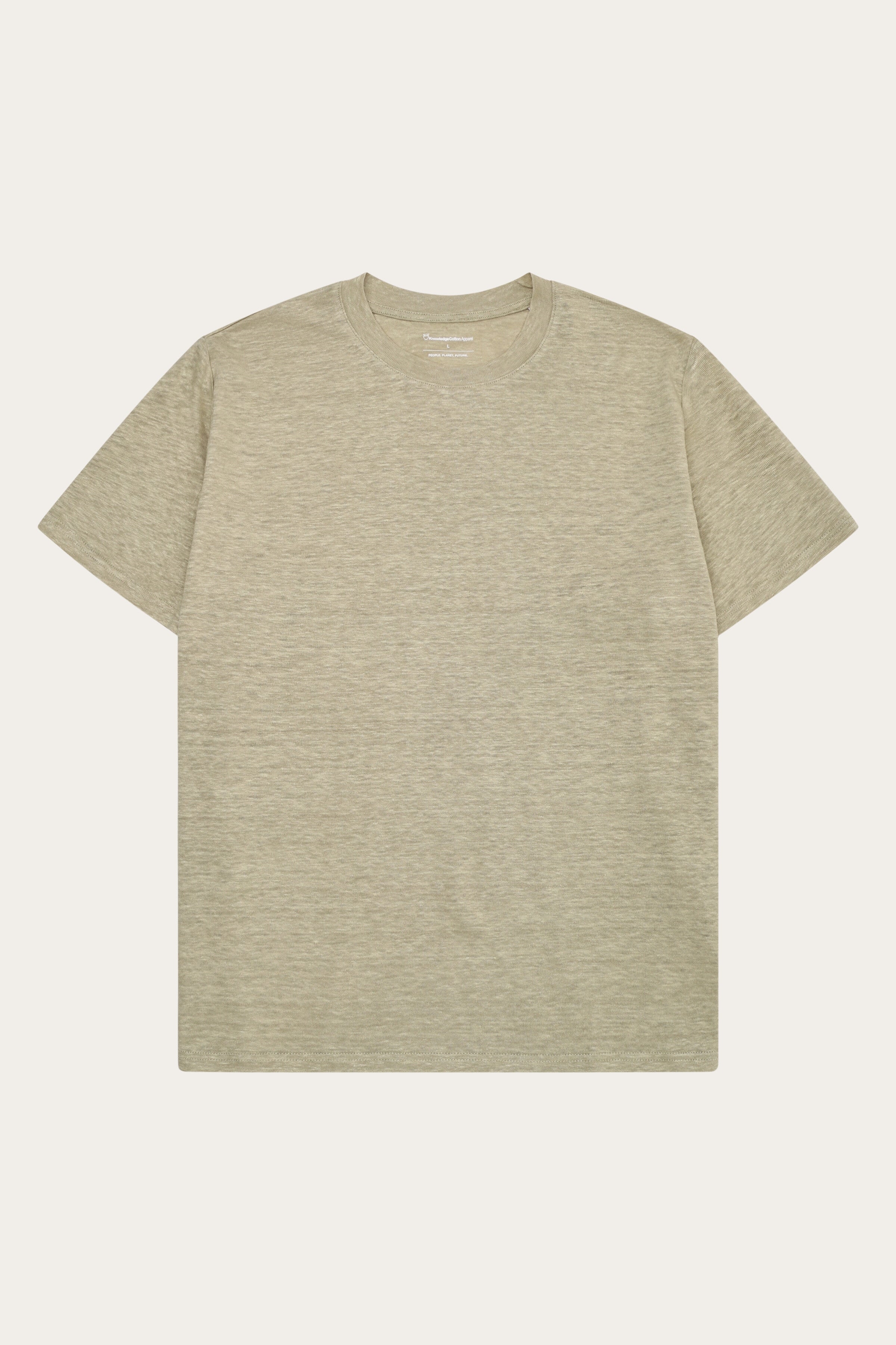 KnowledgeCotton Apparel Herren vegan T-Shirt Herren Leinen Twill Beige